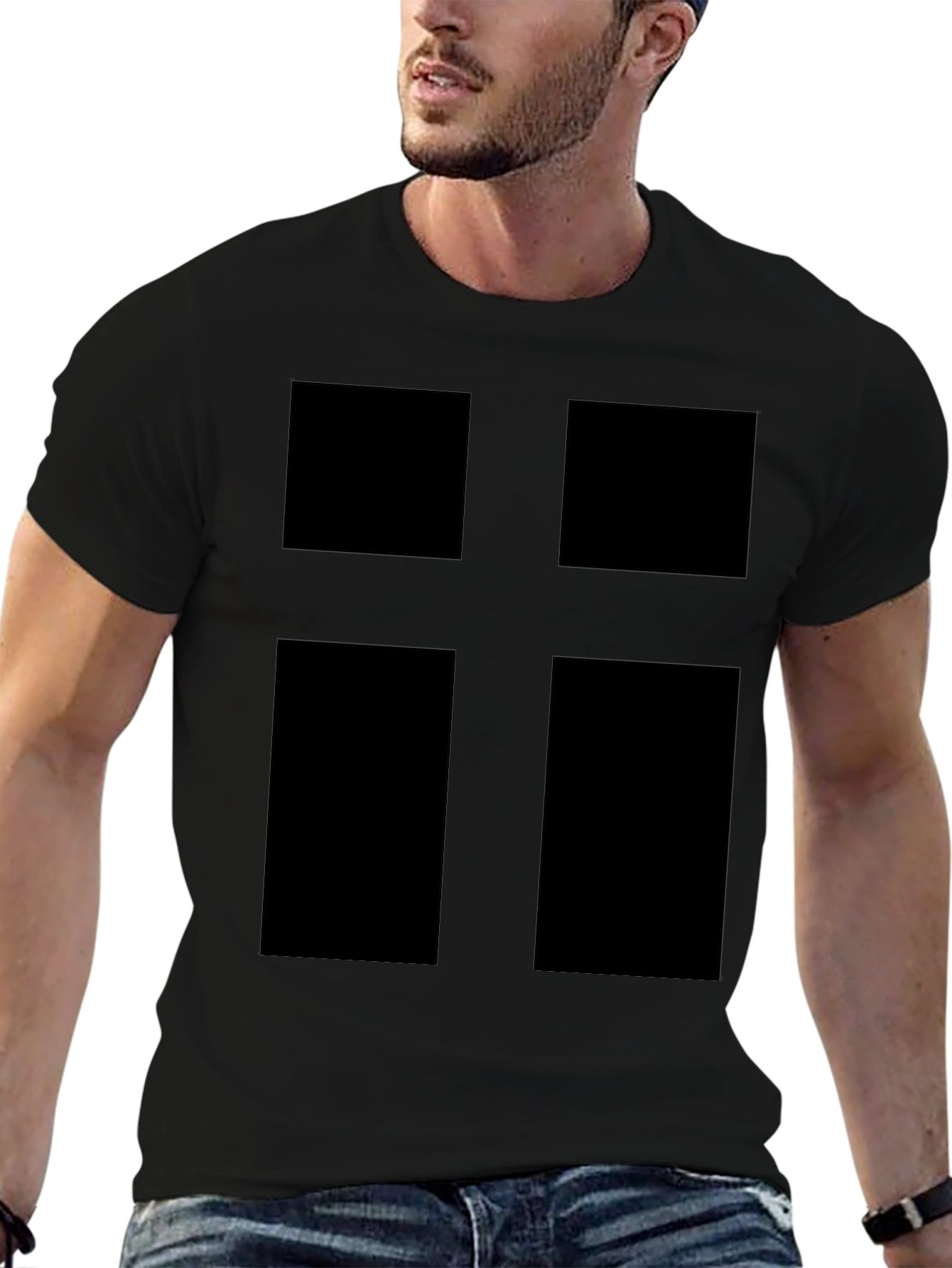 Black Modern Cross Graphic Tee - Black view 6