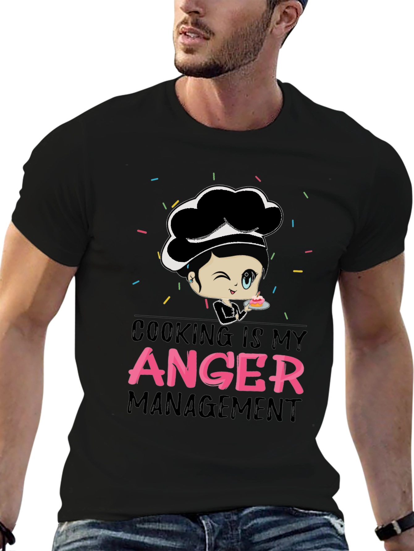 Black Cooking Is My Anger Management T-Shirt view 6