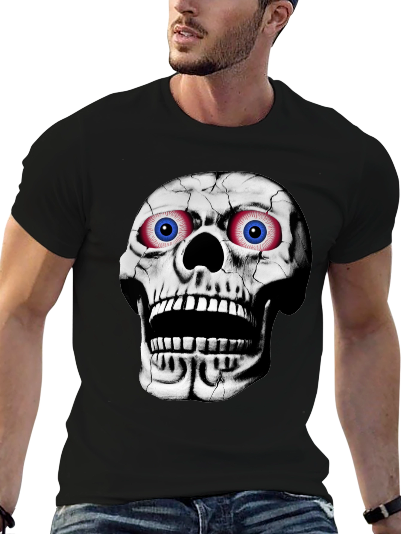 Black Skull Graphic T-Shirt - Bold Halloween Style view 6