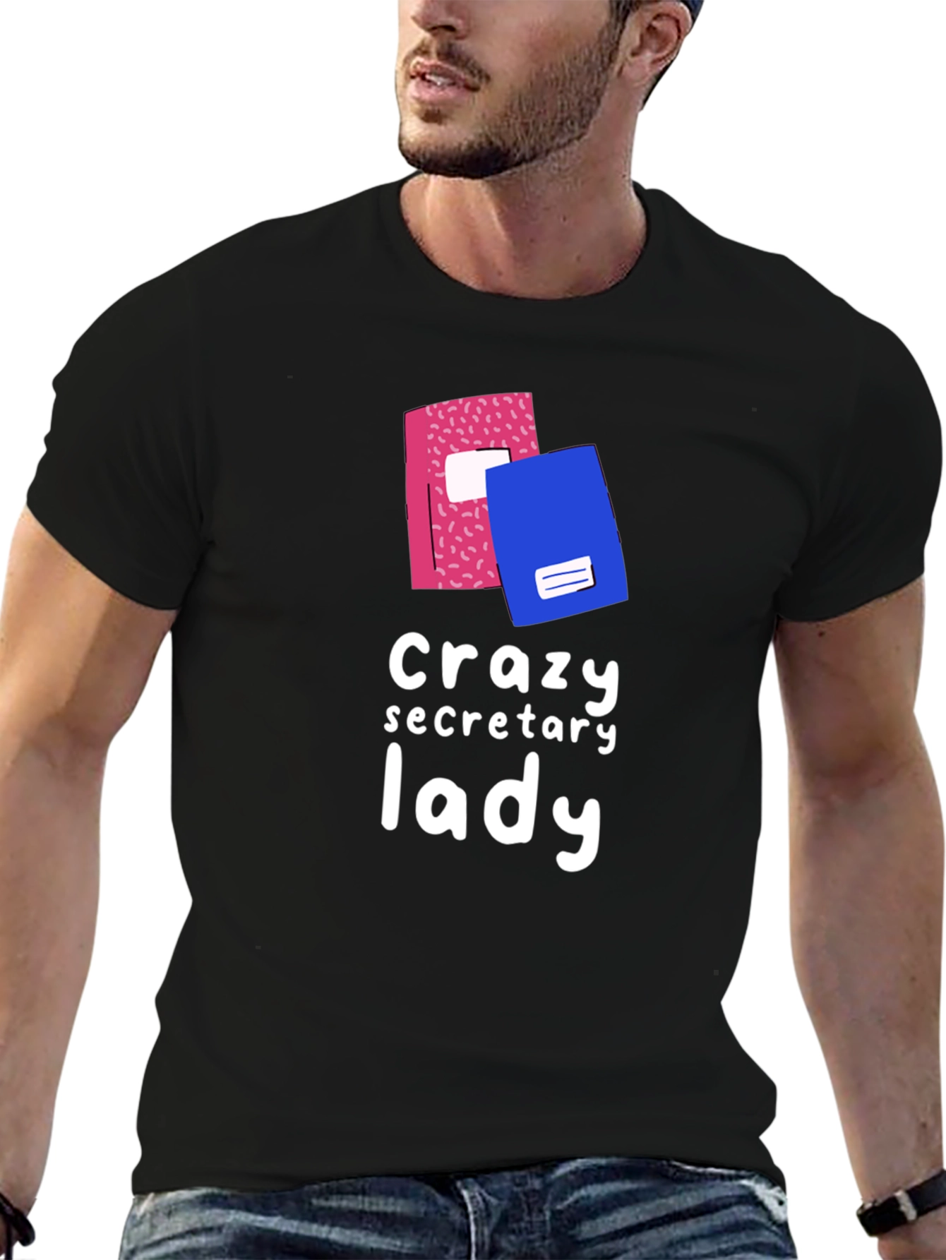 Black Crazy Secretary Lady Graphic Tee view 6