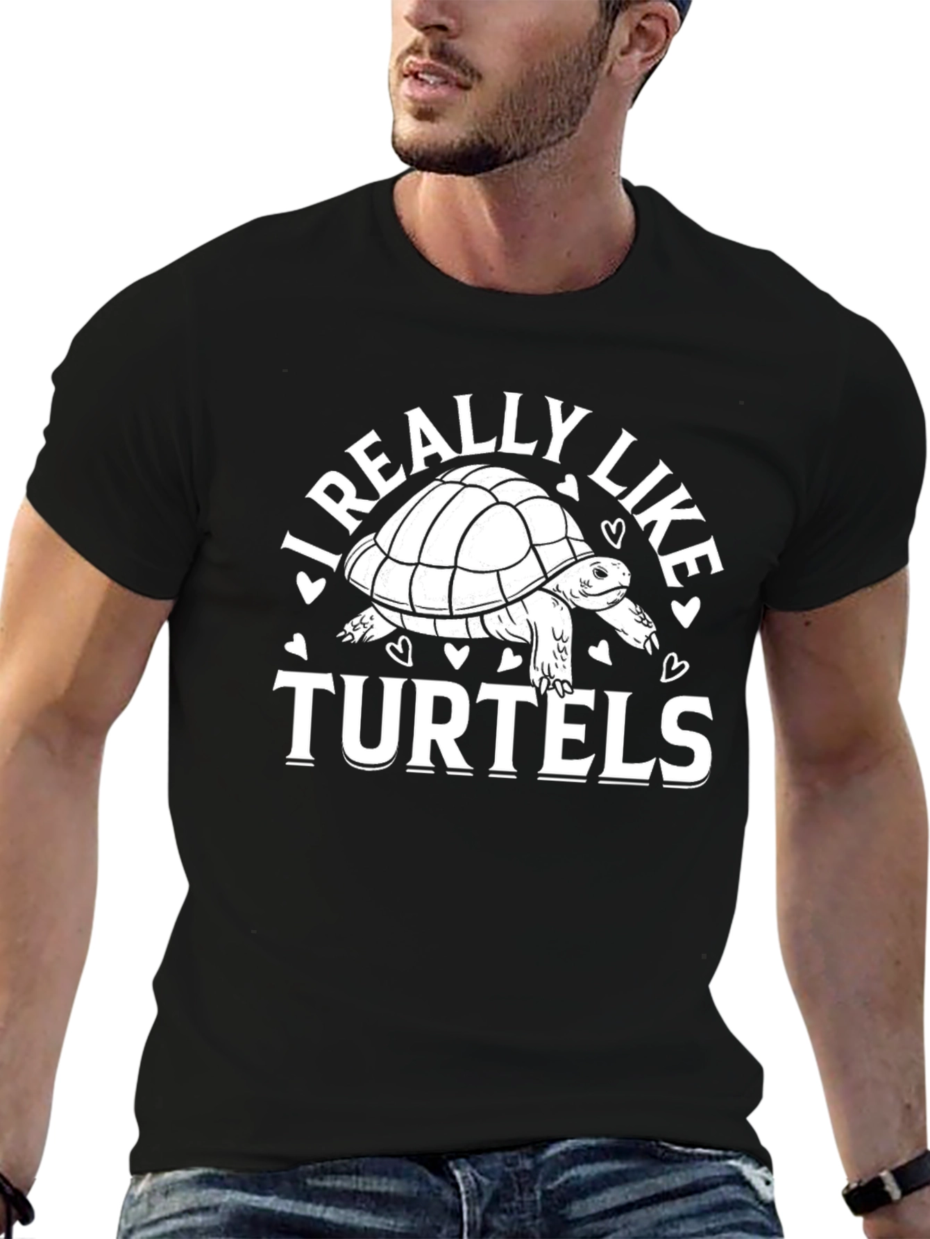 Black I Really Like Turtels Black T-Shirt view 6