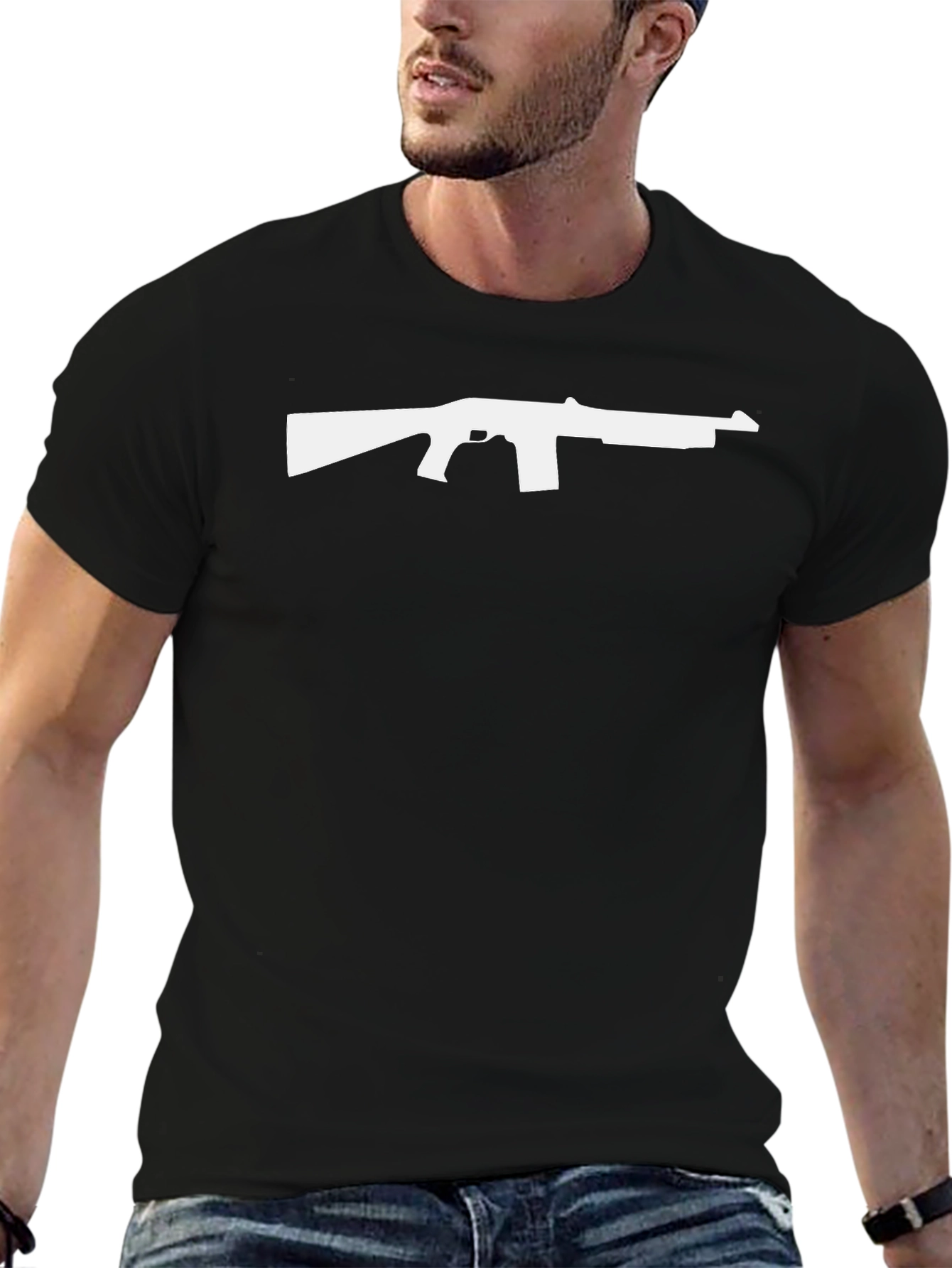 Black Gun Silhouette Graphic Tee - Bold Design, Classic Fit view 6