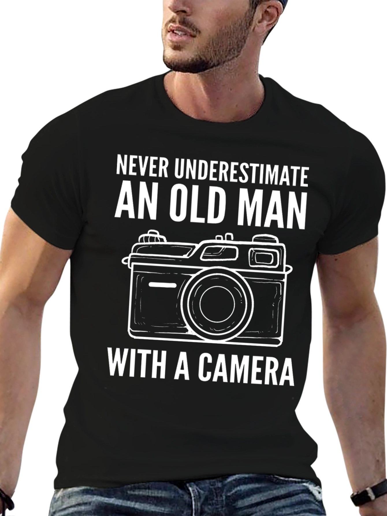 Black Old Man Camera T-Shirt - Photography Gift view 6