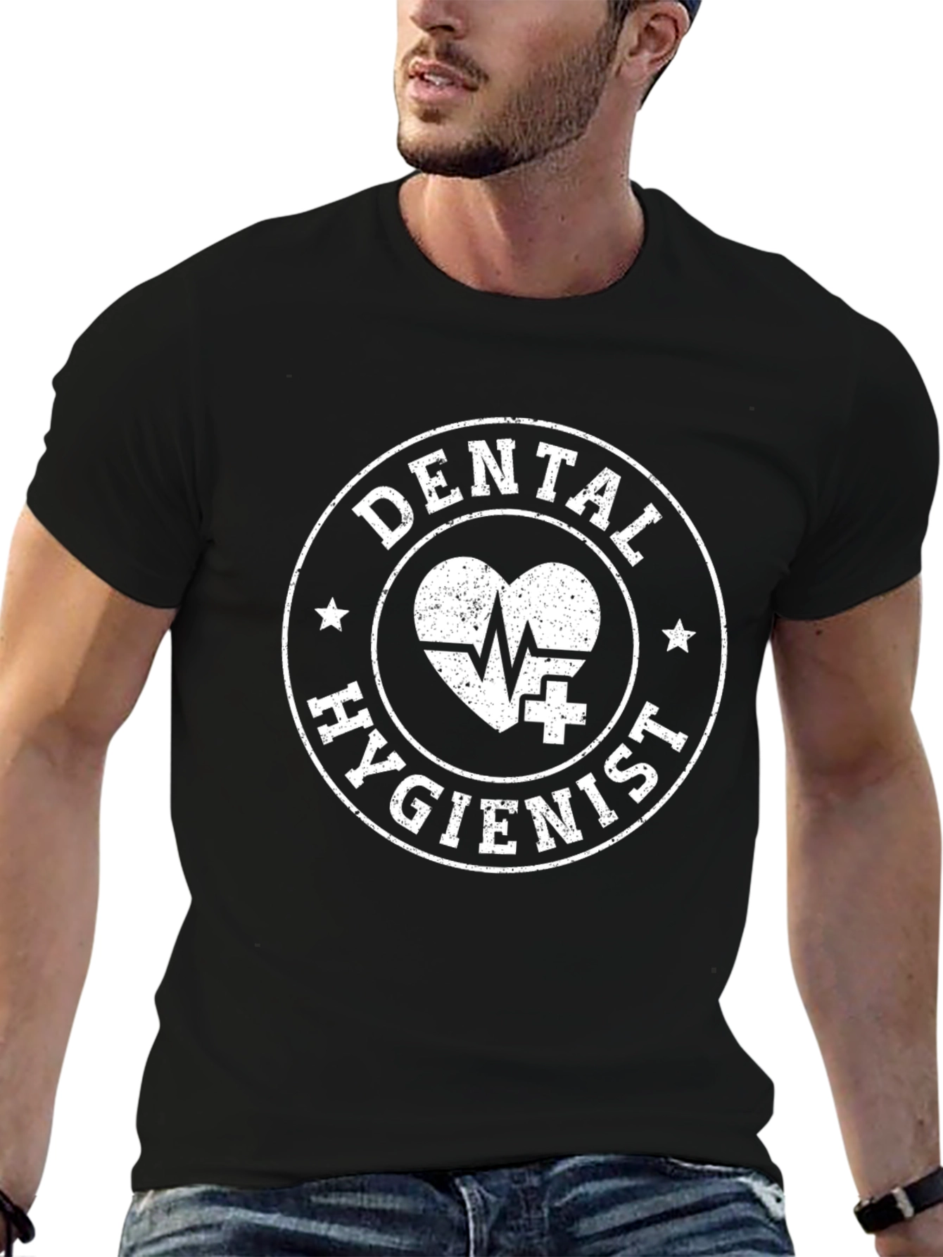 Black Dental Hygienist T-Shirt - Black Cotton Tee view 6