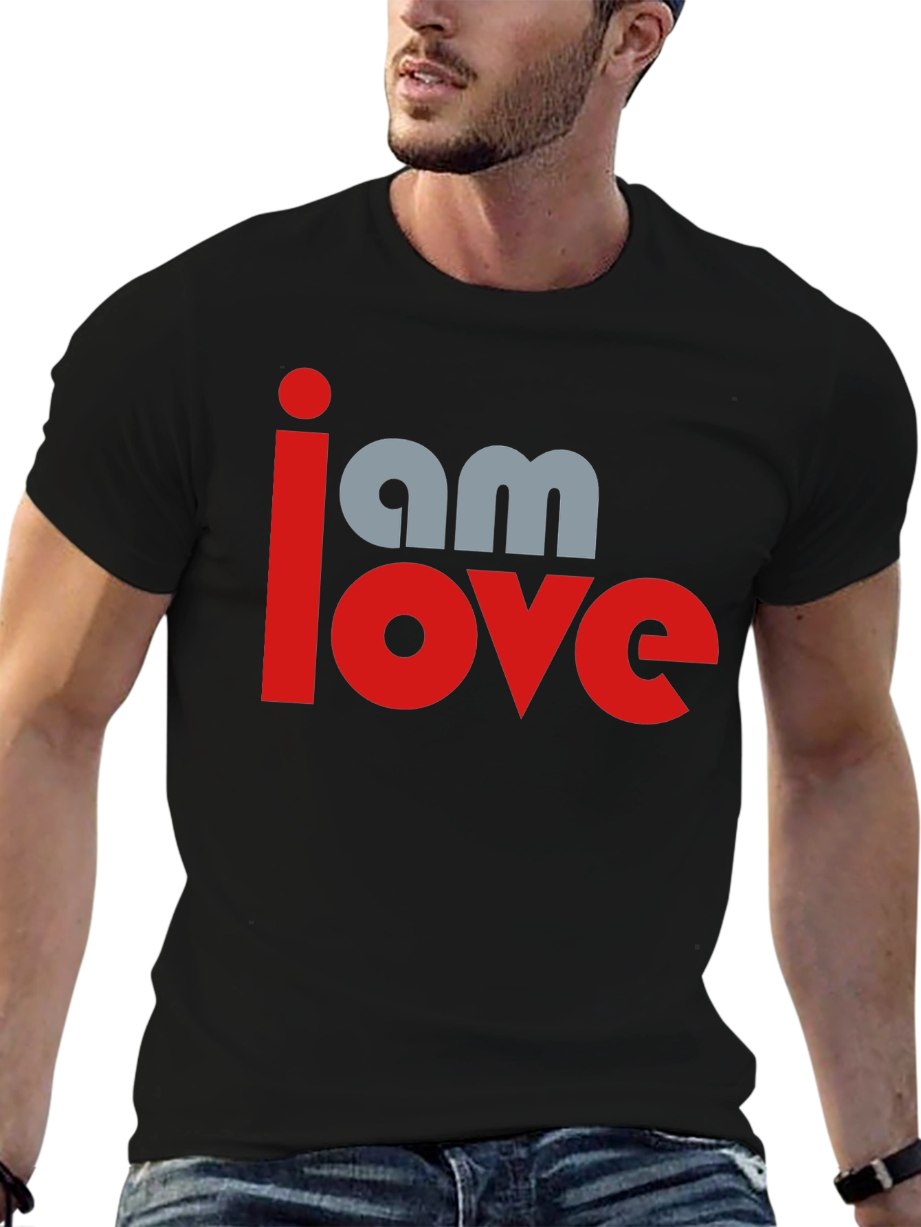 Black I am Love Graphic Print Black T-Shirt view 6