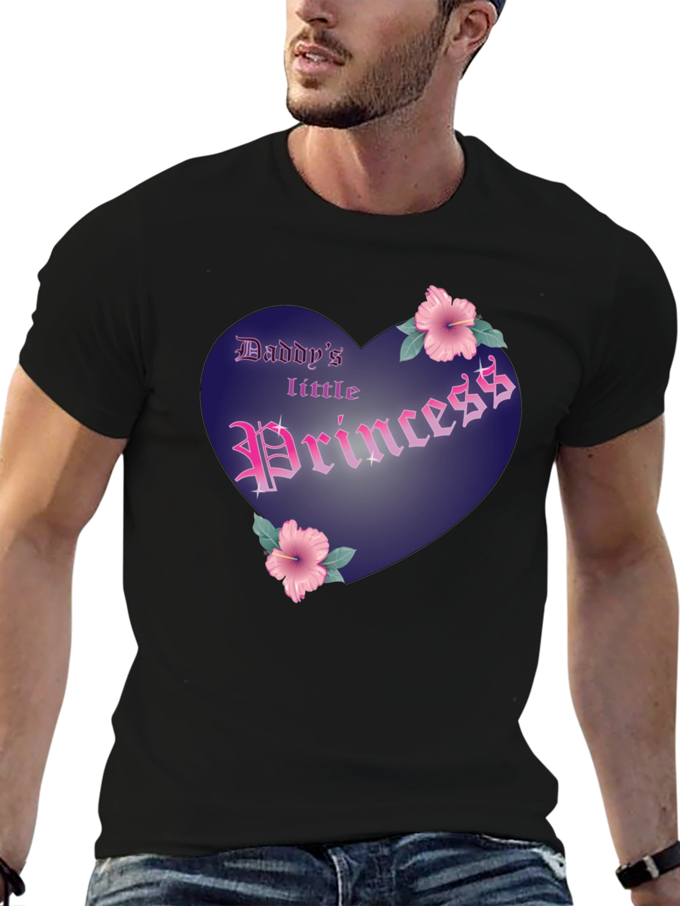 Black Daddy's Little Princess Graphic Tee - Black Cotton Shirt view 6