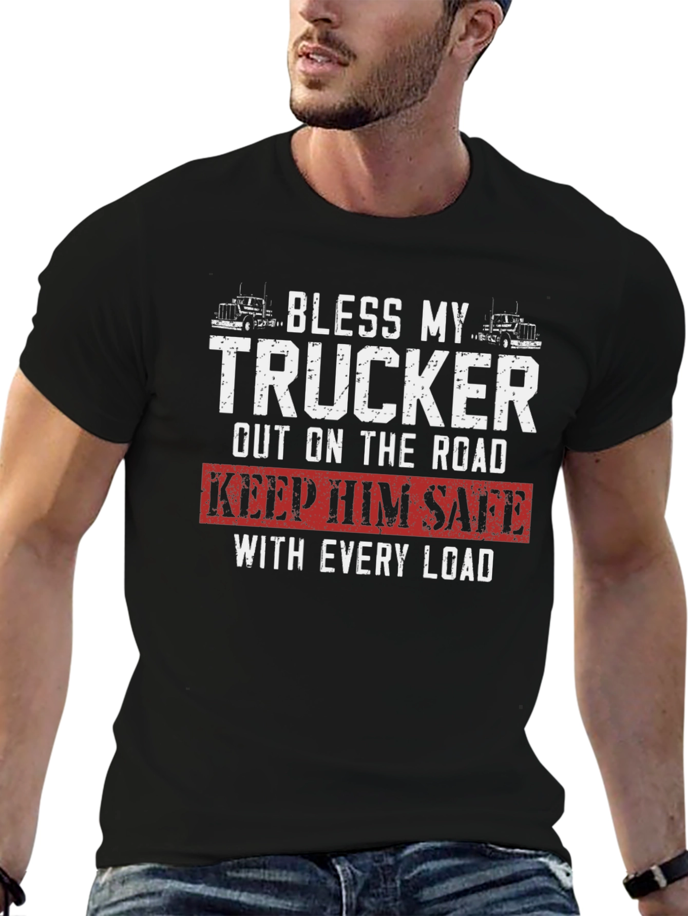 Black Bless My Trucker Graphic Tee view 6