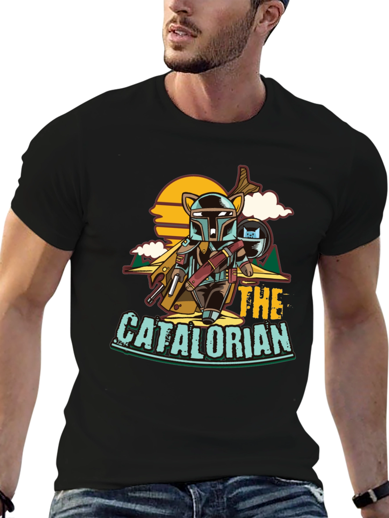 Black The Catalorian Funny T-Shirt view 6