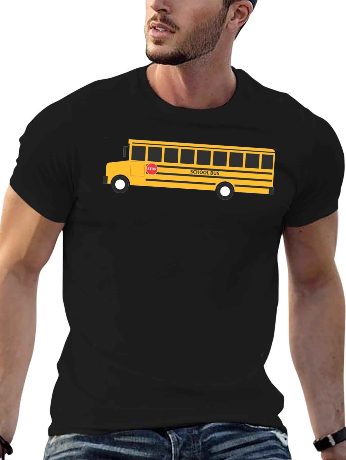 Black School Bus Graphic Tee - Black Unisex T-Shirt view 6