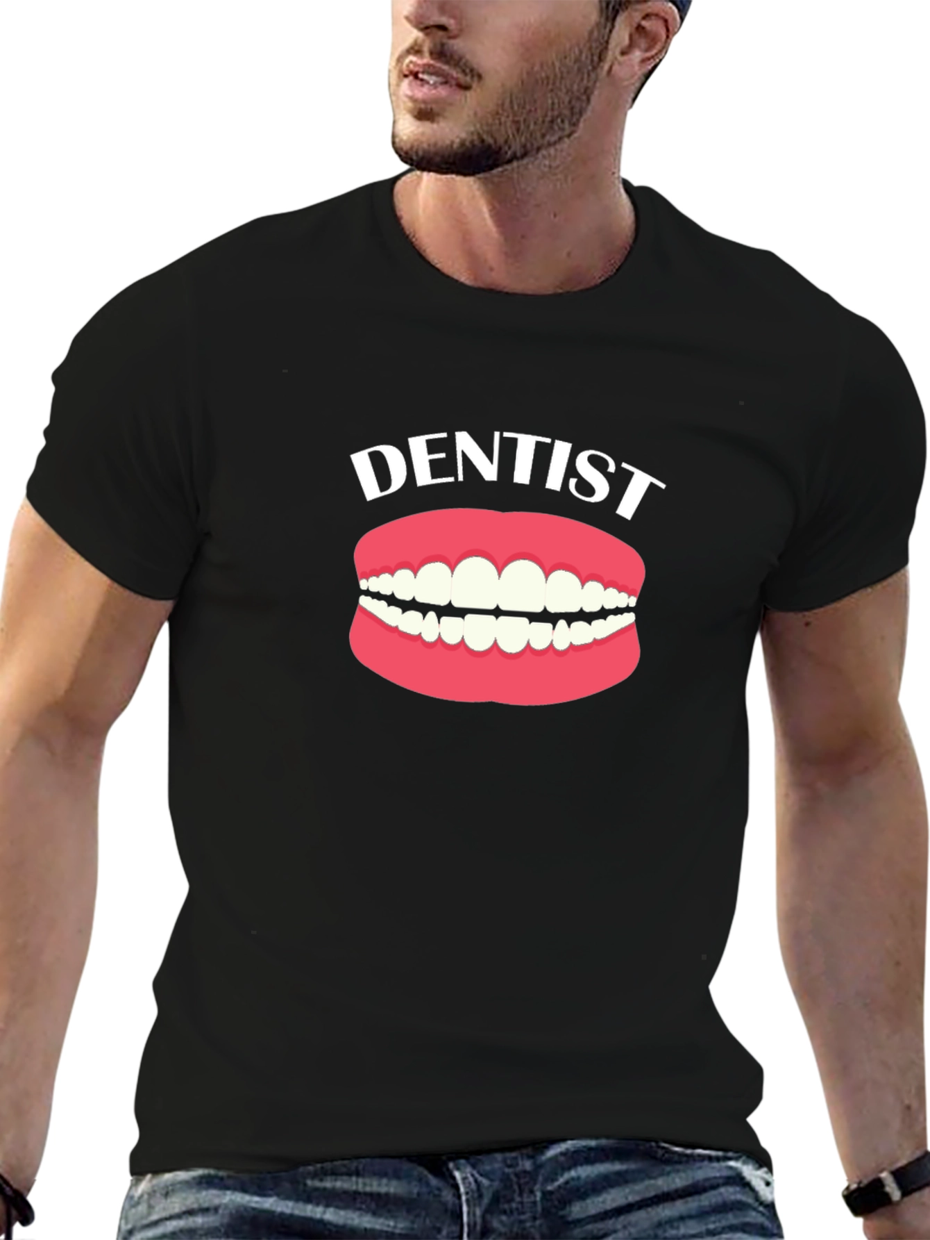 Black Dentist Mouth Graphic T-Shirt - Funny Dental Tee view 6
