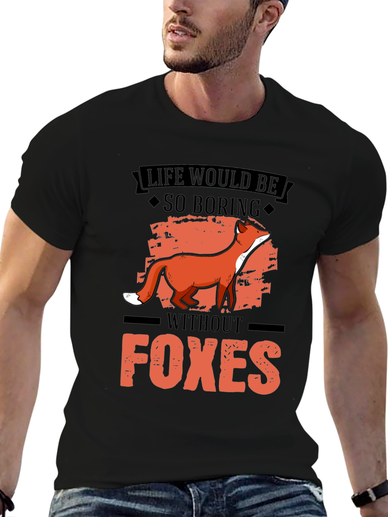 Black Life Would Be So Boring Without Foxes Graphic Tee view 6