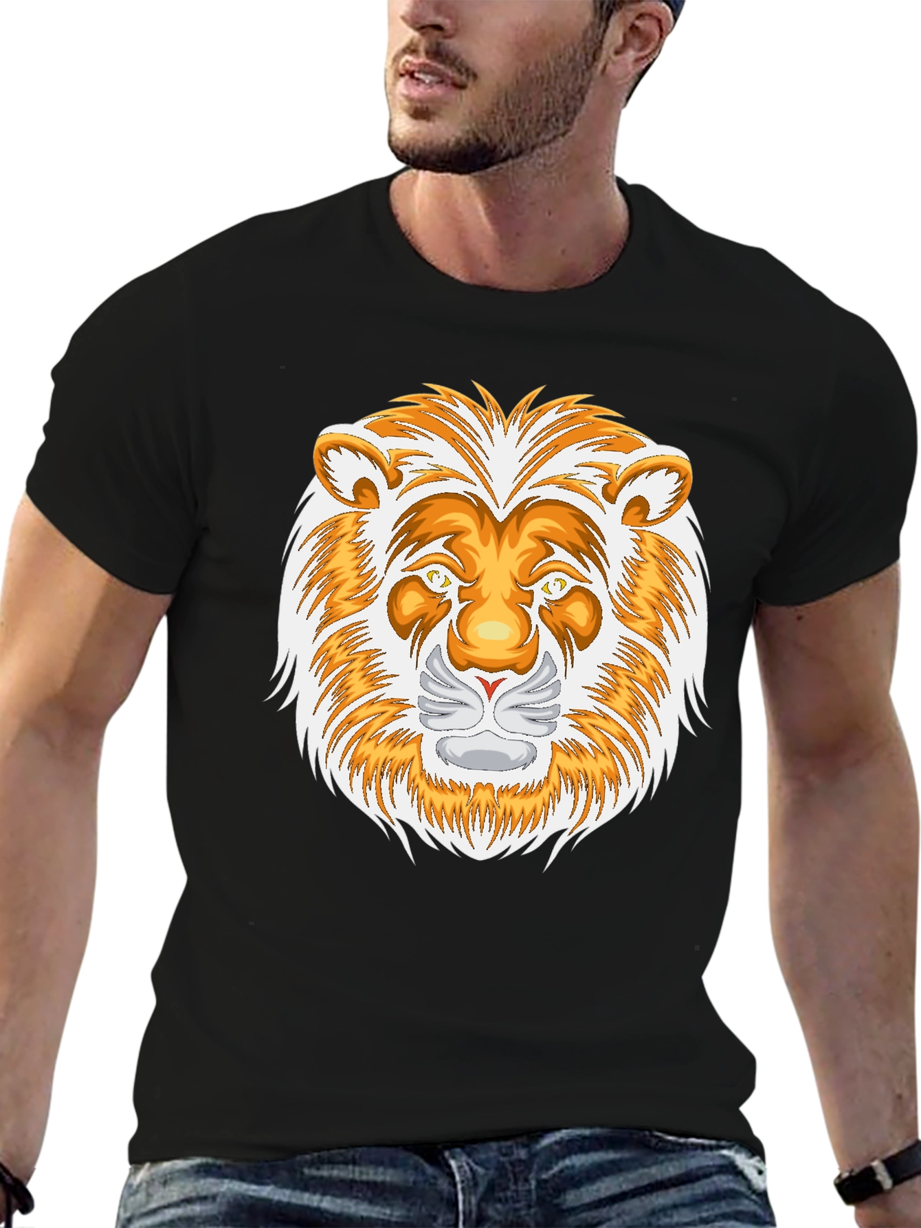 Black Lion Graphic Black T-Shirt view 6