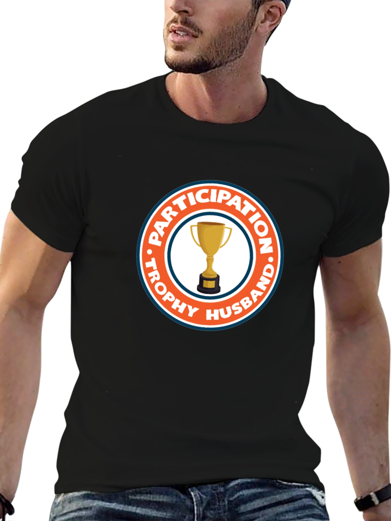Black Trophy Husband Participation Award Graphic Tee view 6