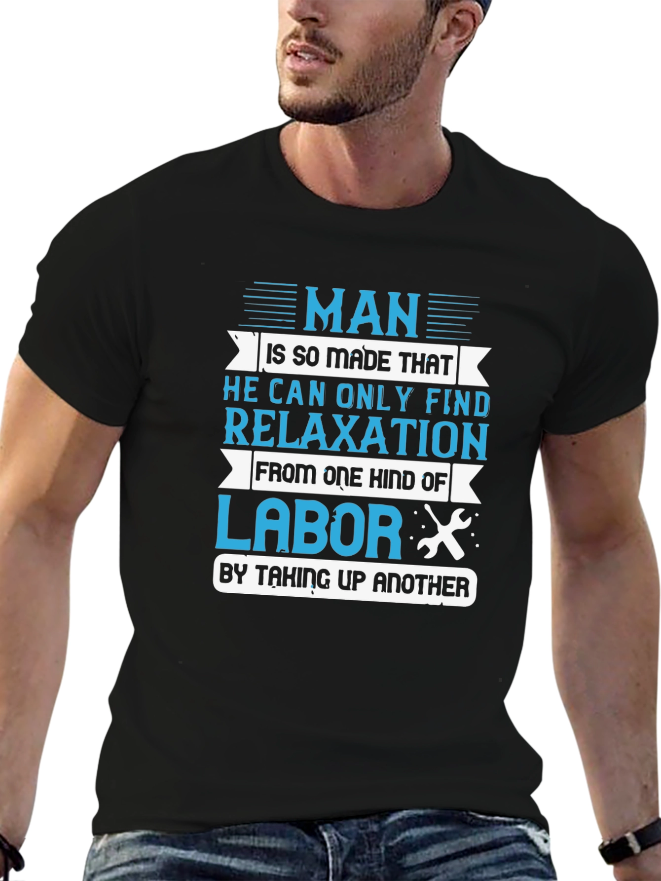 Black Man's Relaxation Labor Graphic T-Shirt view 6