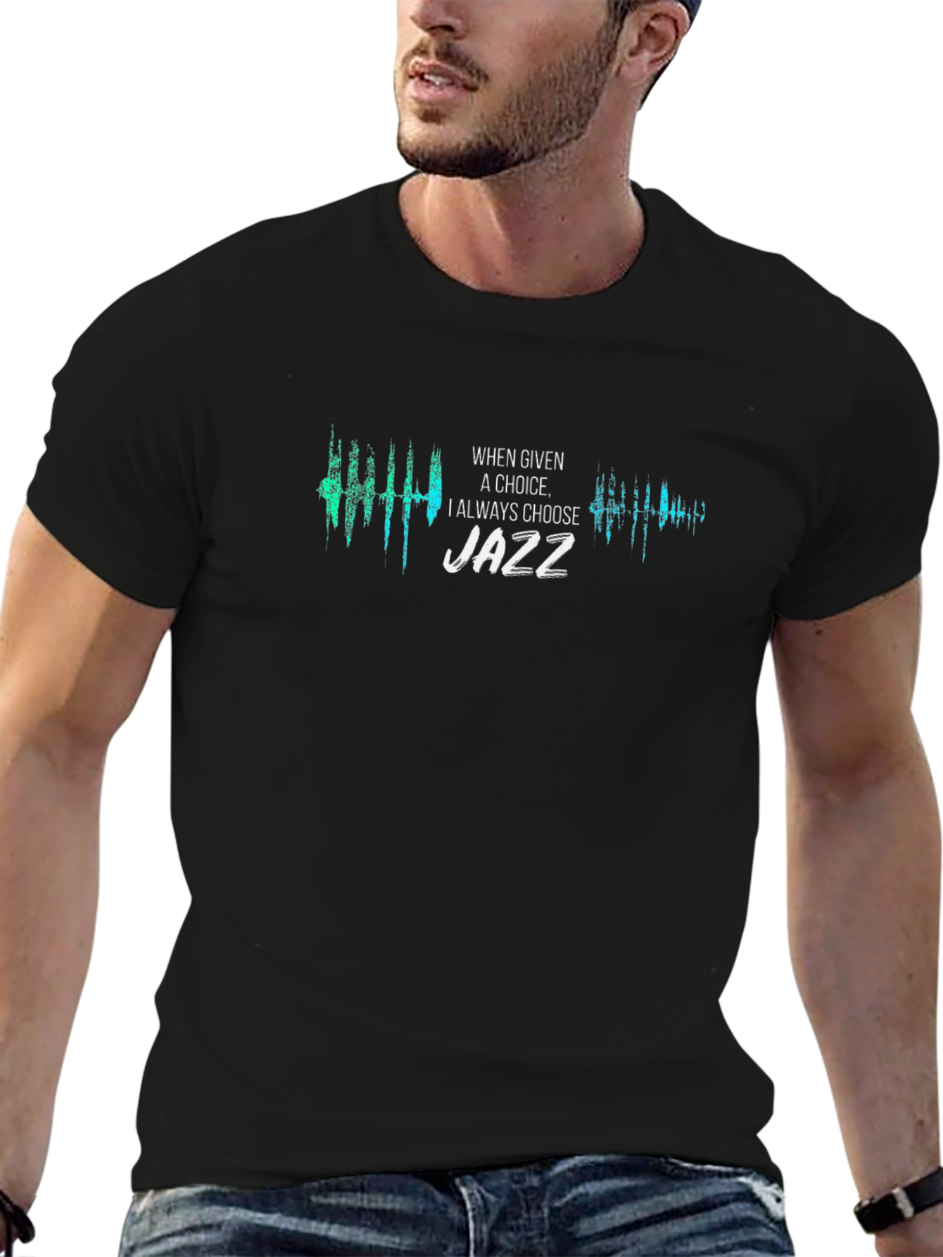 Black Jazz Music Lover Graphic Tee view 6