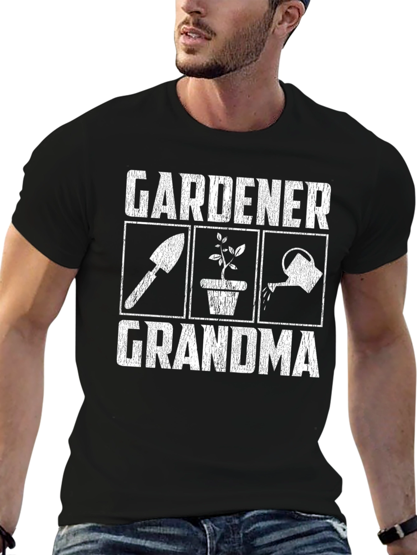 Black Gardener Grandma Graphic Tee - Black view 6