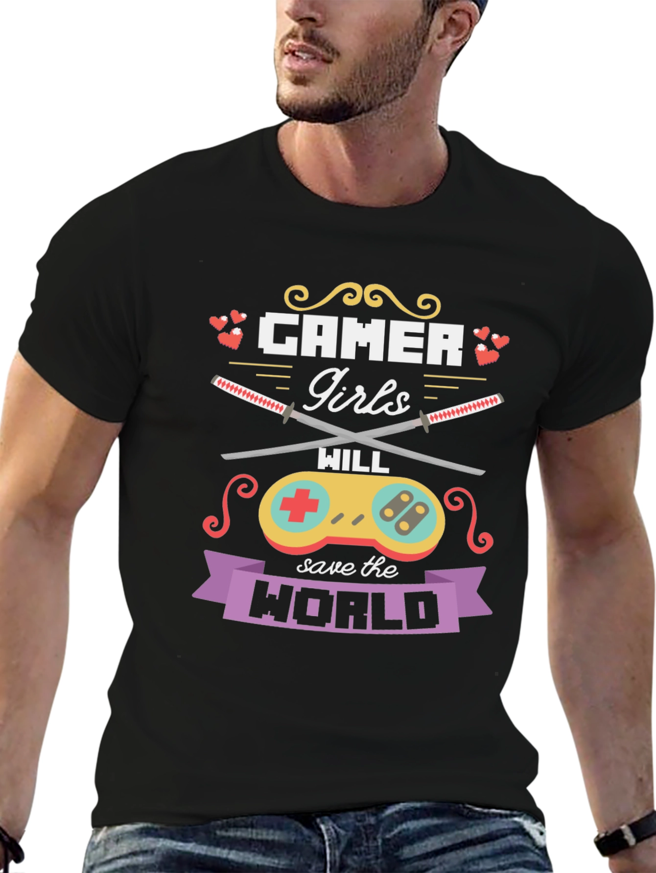 Black Gamer Girls Will Save the World T-Shirt view 6
