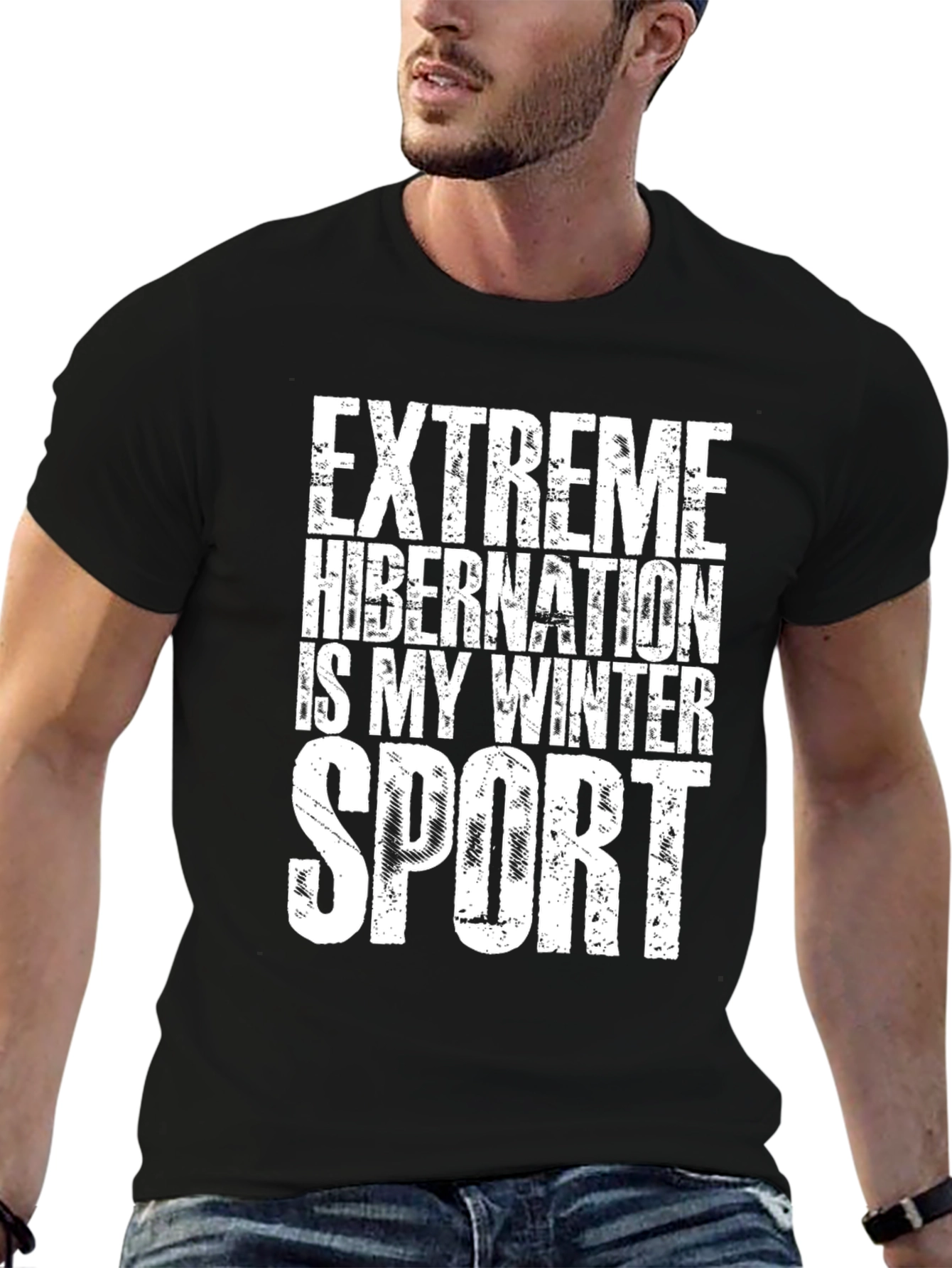 Black Extreme Hibernation Winter Sport Black T-Shirt view 6