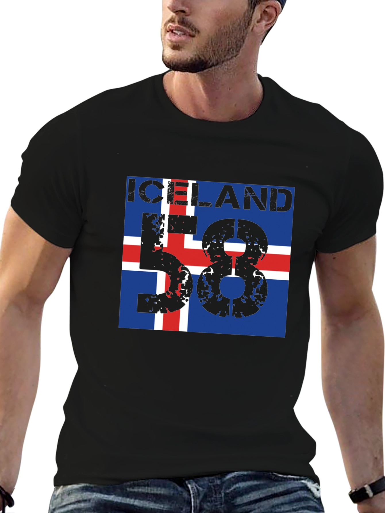 Iceland Flag Graphic T-Shirt - Black - 6