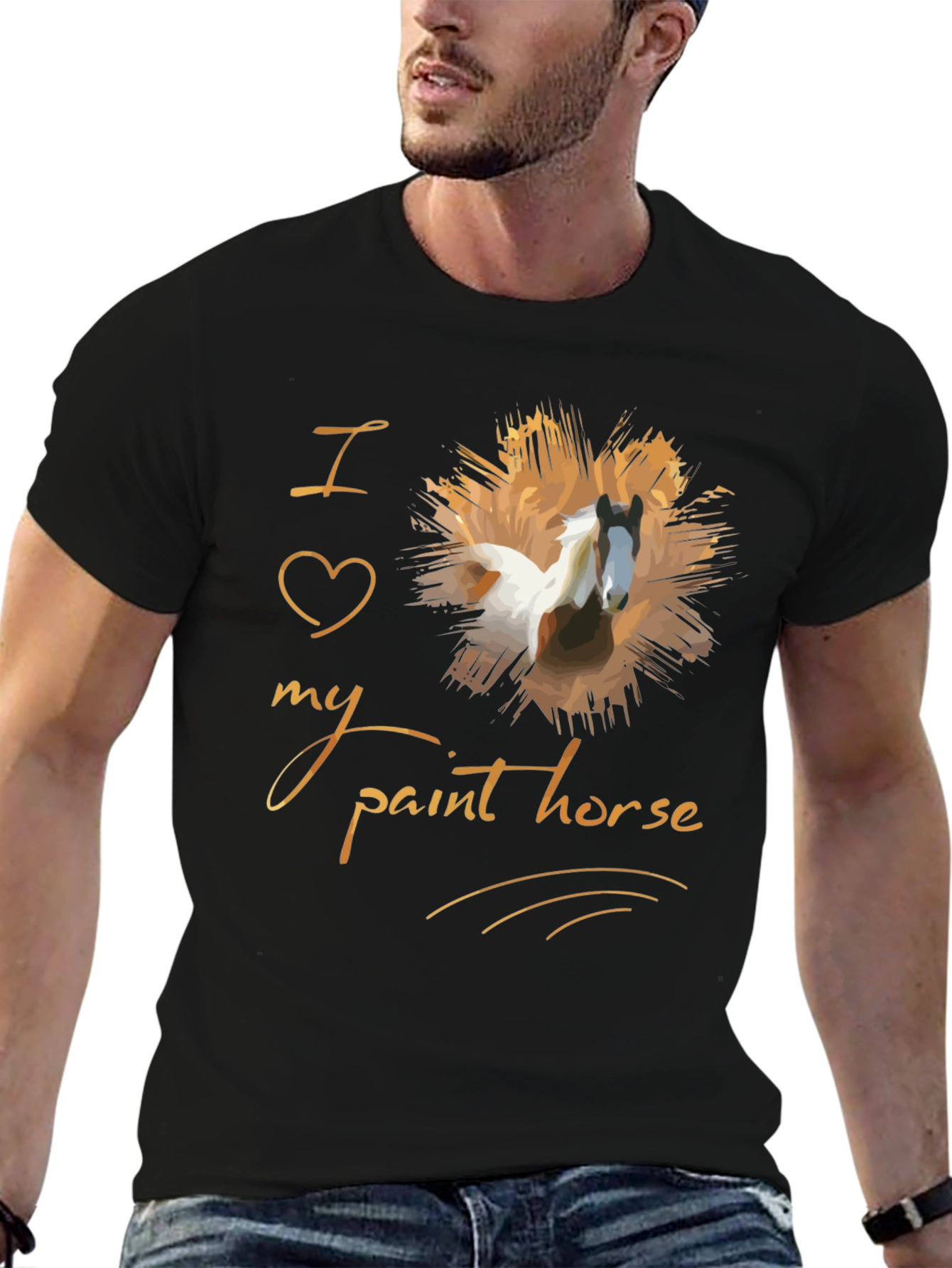 Black I Love My Paint Horse T-Shirt - Unisex Graphic Tee view 6