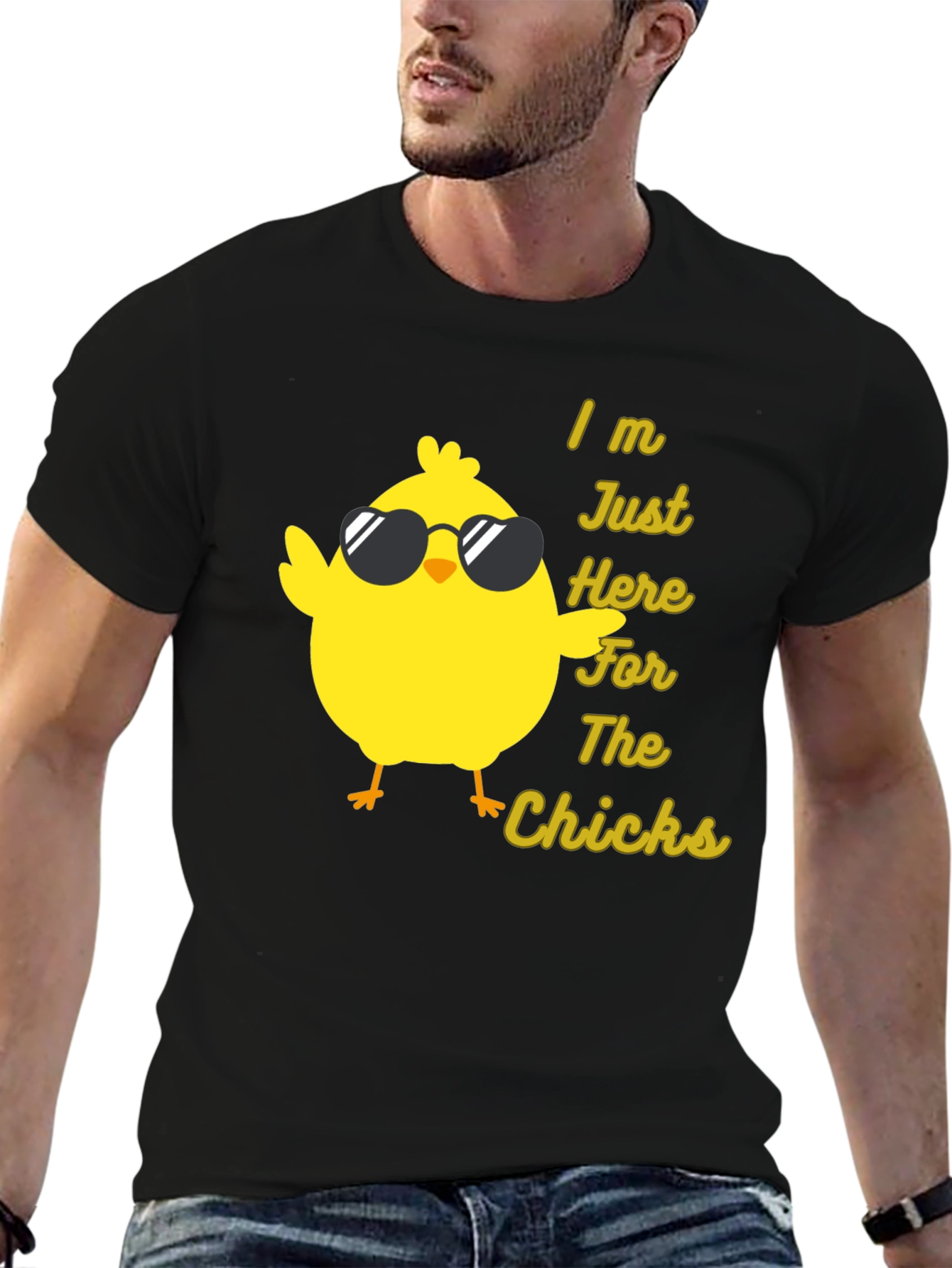 Black Funny Chicken T-Shirt - I'm Just Here for the Chicks view 6