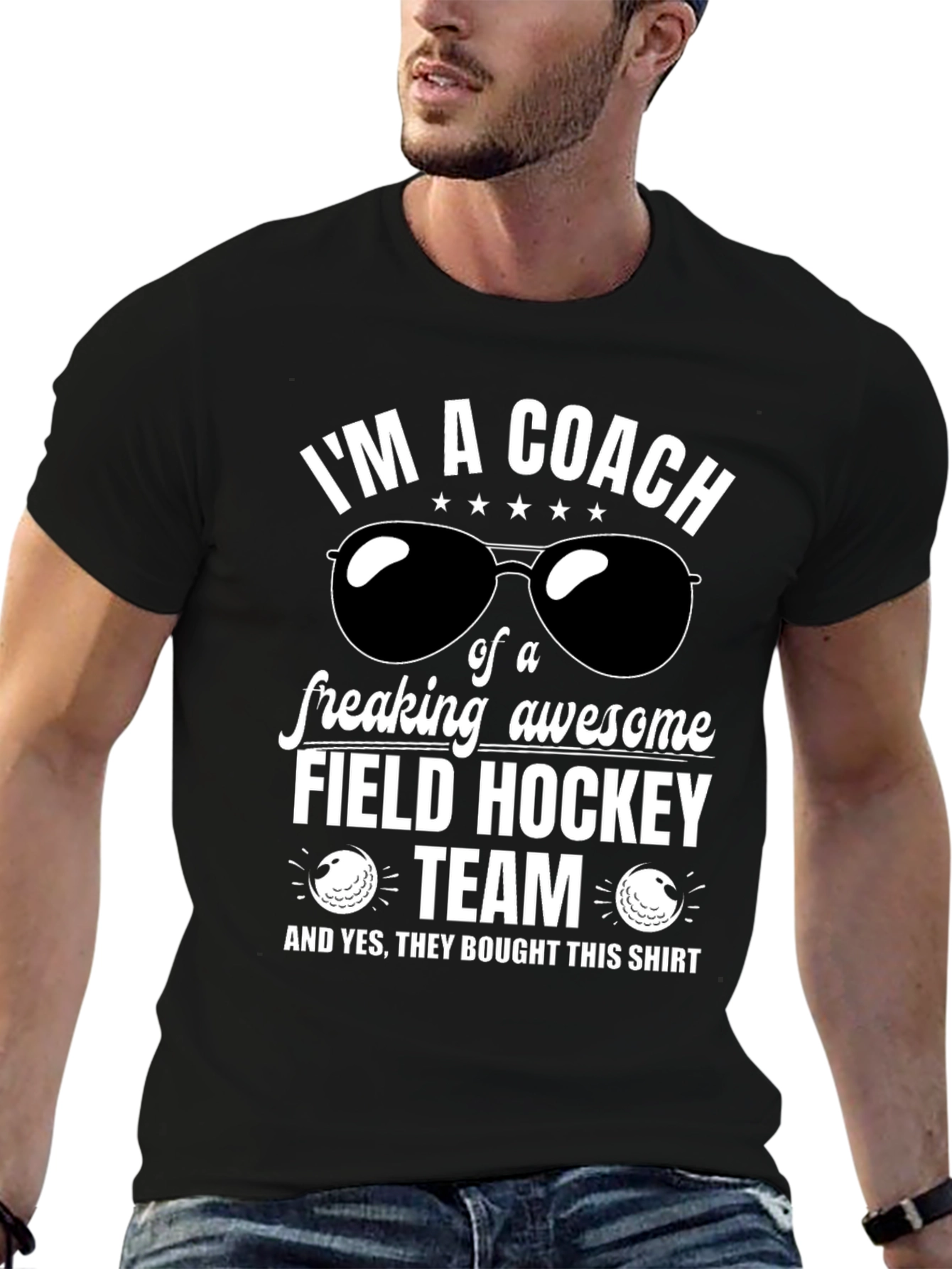 Black Field Hockey Coach T-Shirt - Awesome Team Gift view 6