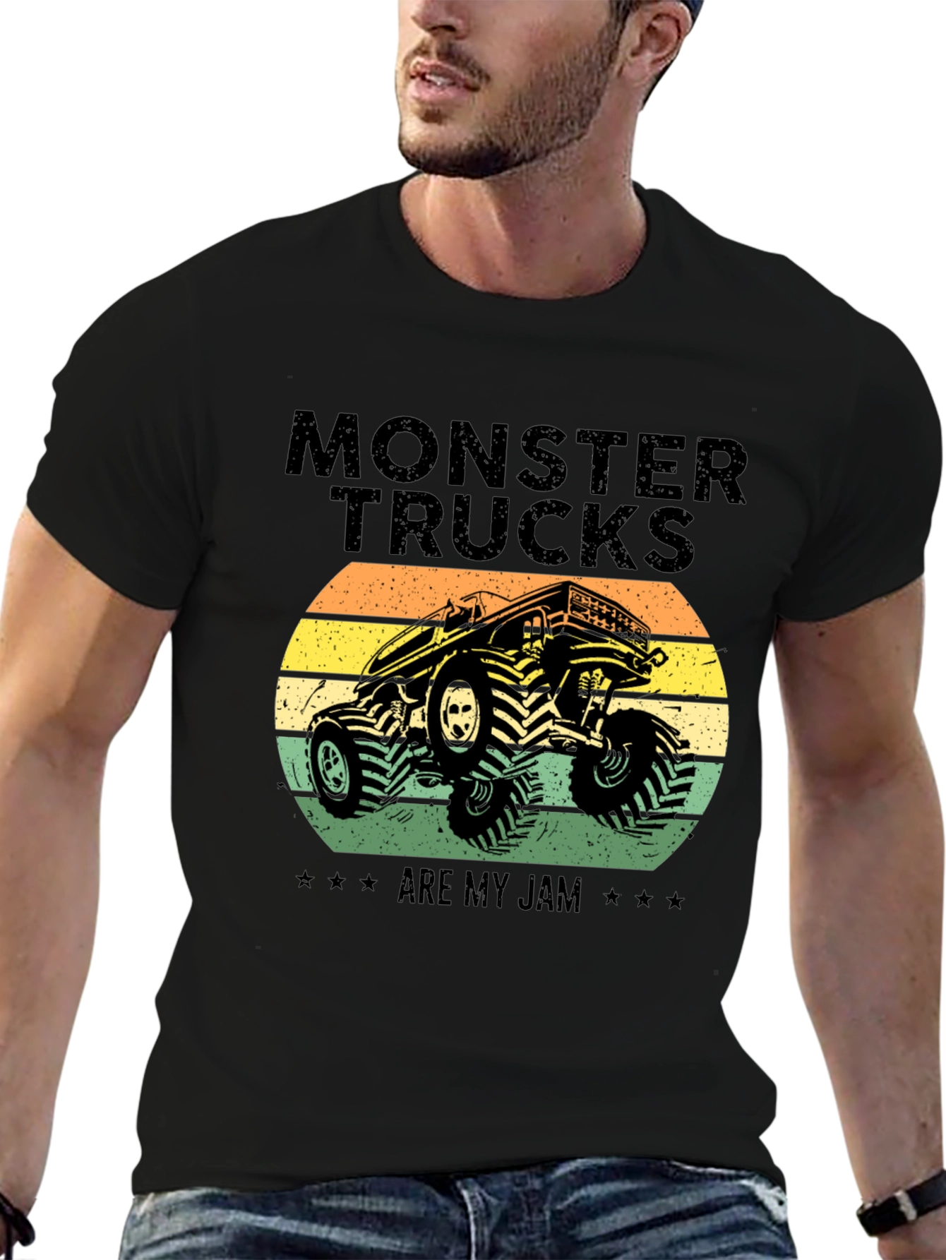 Black Monster Trucks Are My Jam T-Shirt view 6