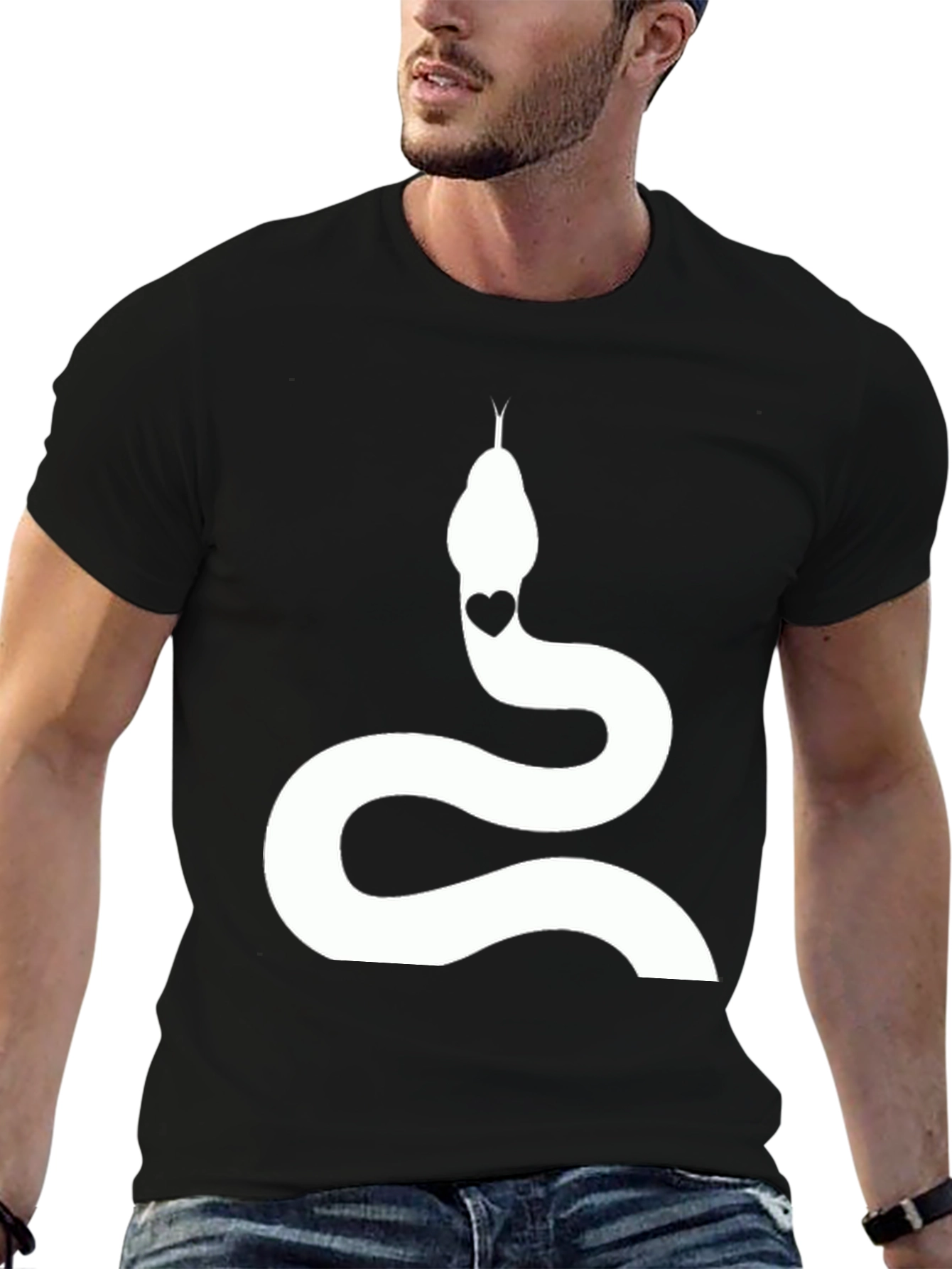 Black Snake Heart Graphic Tee - Stylish Cotton T-Shirt view 6