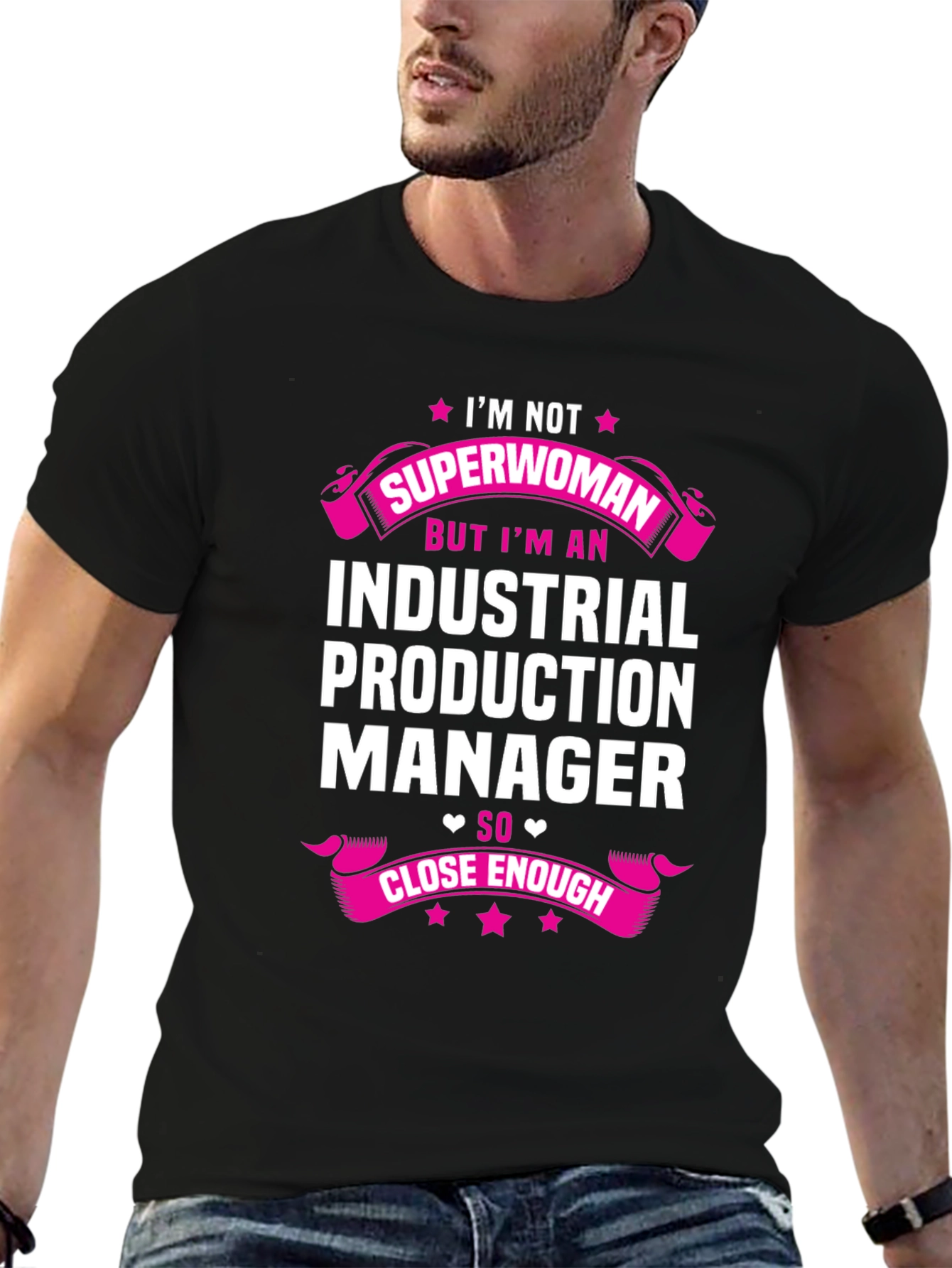 Black Industrial Production Manager T-Shirt view 6