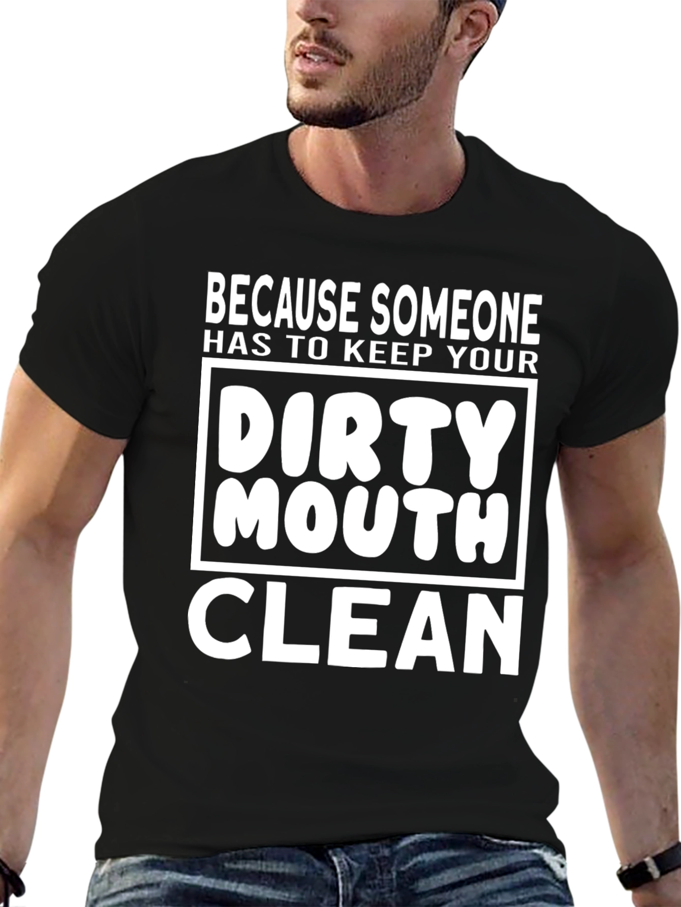 Black Dirty Mouth Clean T-Shirt - Funny Graphic Tee view 6
