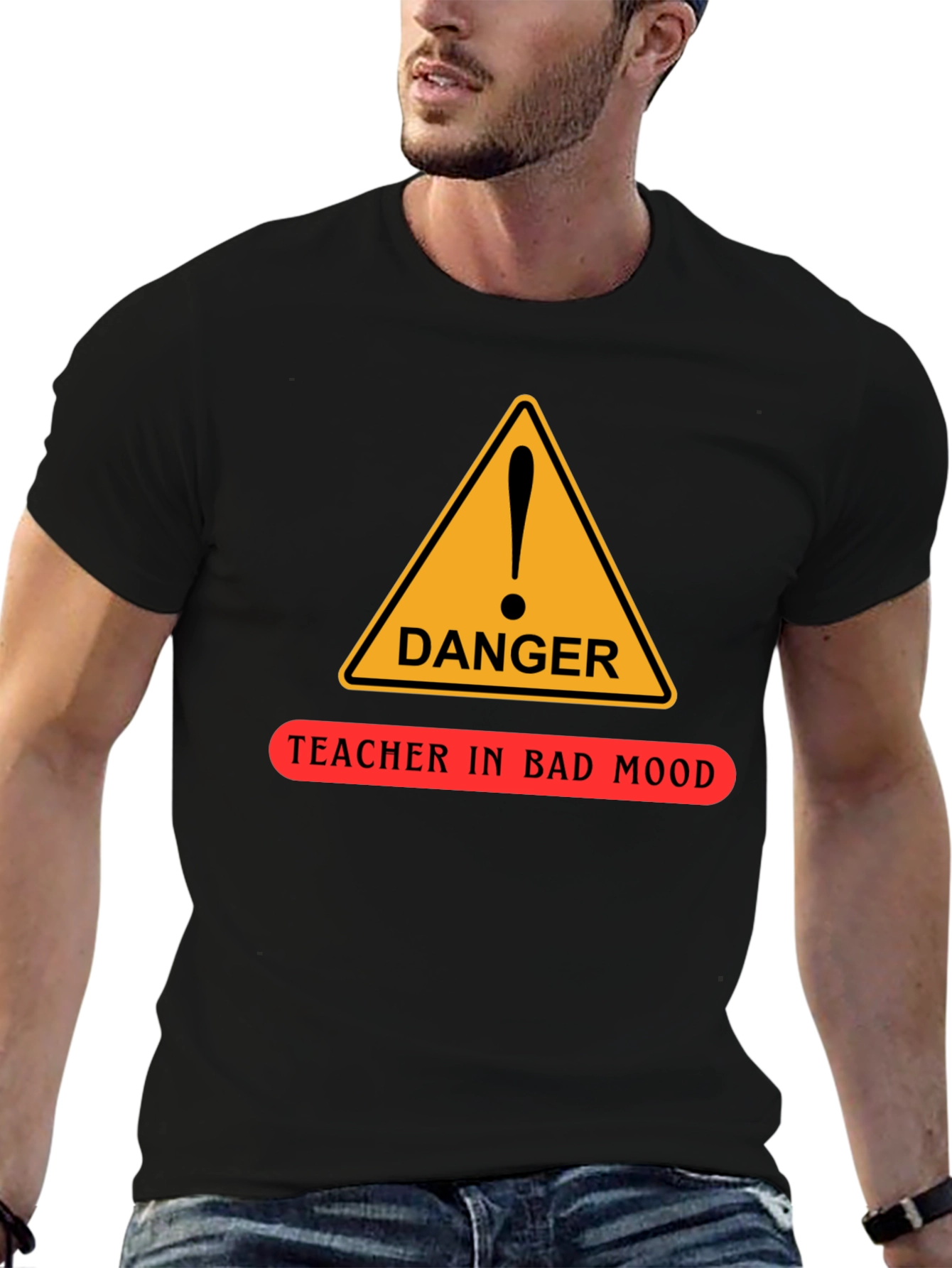Black Danger Teacher in Bad Mood Funny T-Shirt view 6