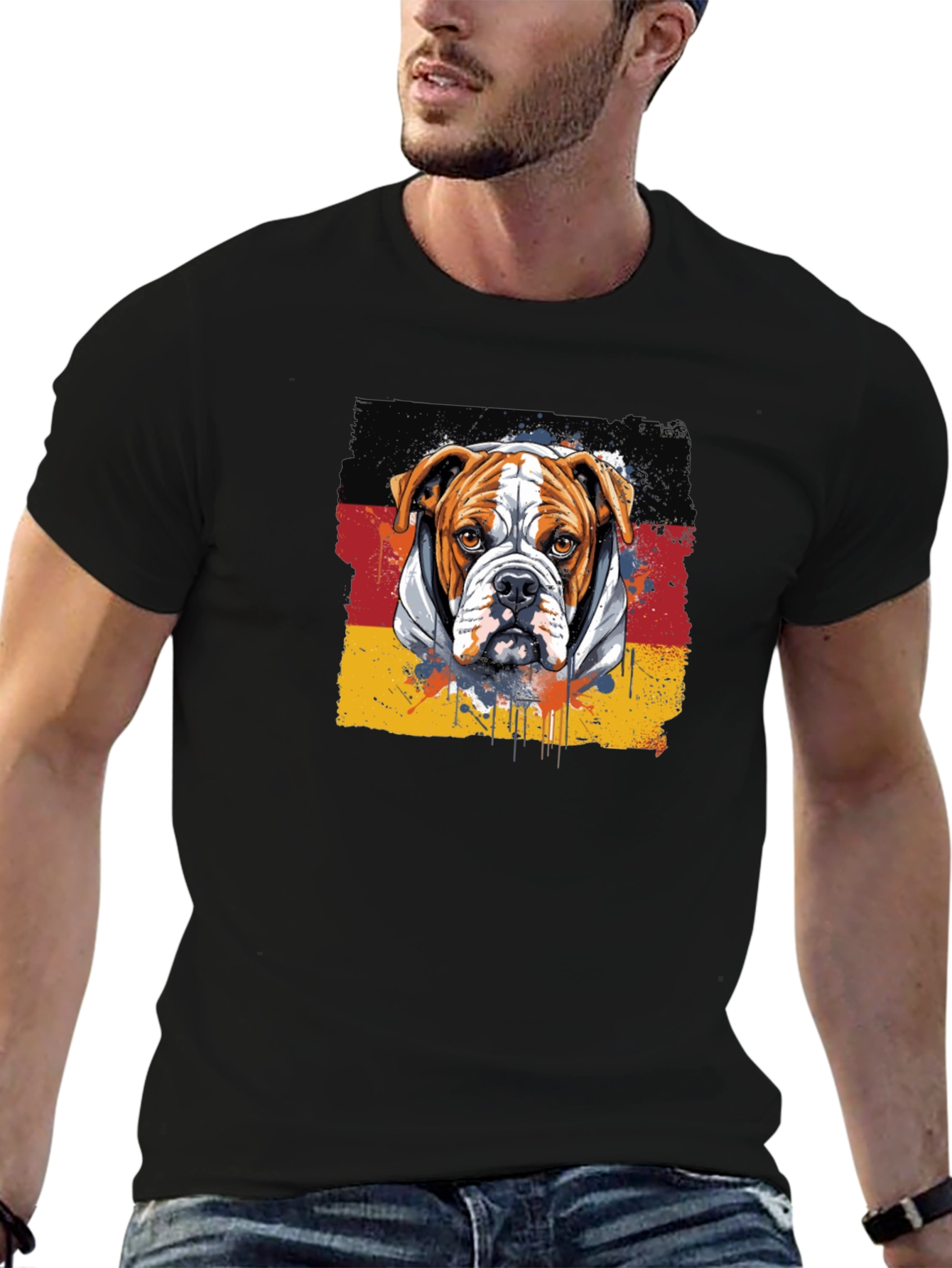 Black Bulldog Germany Flag Graphic T-Shirt view 6