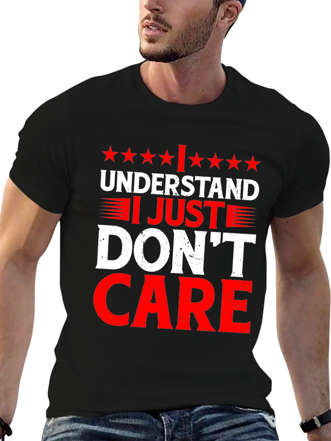 Black Funny I Understand I Just Don't Care Graphic T-Shirt view 6