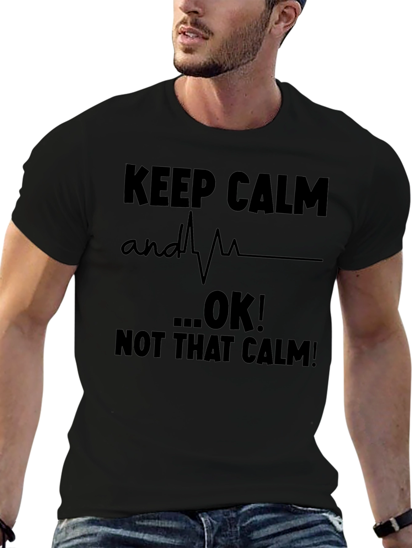 Black Keep Calm...OK! Men's Graphic T-Shirt view 6