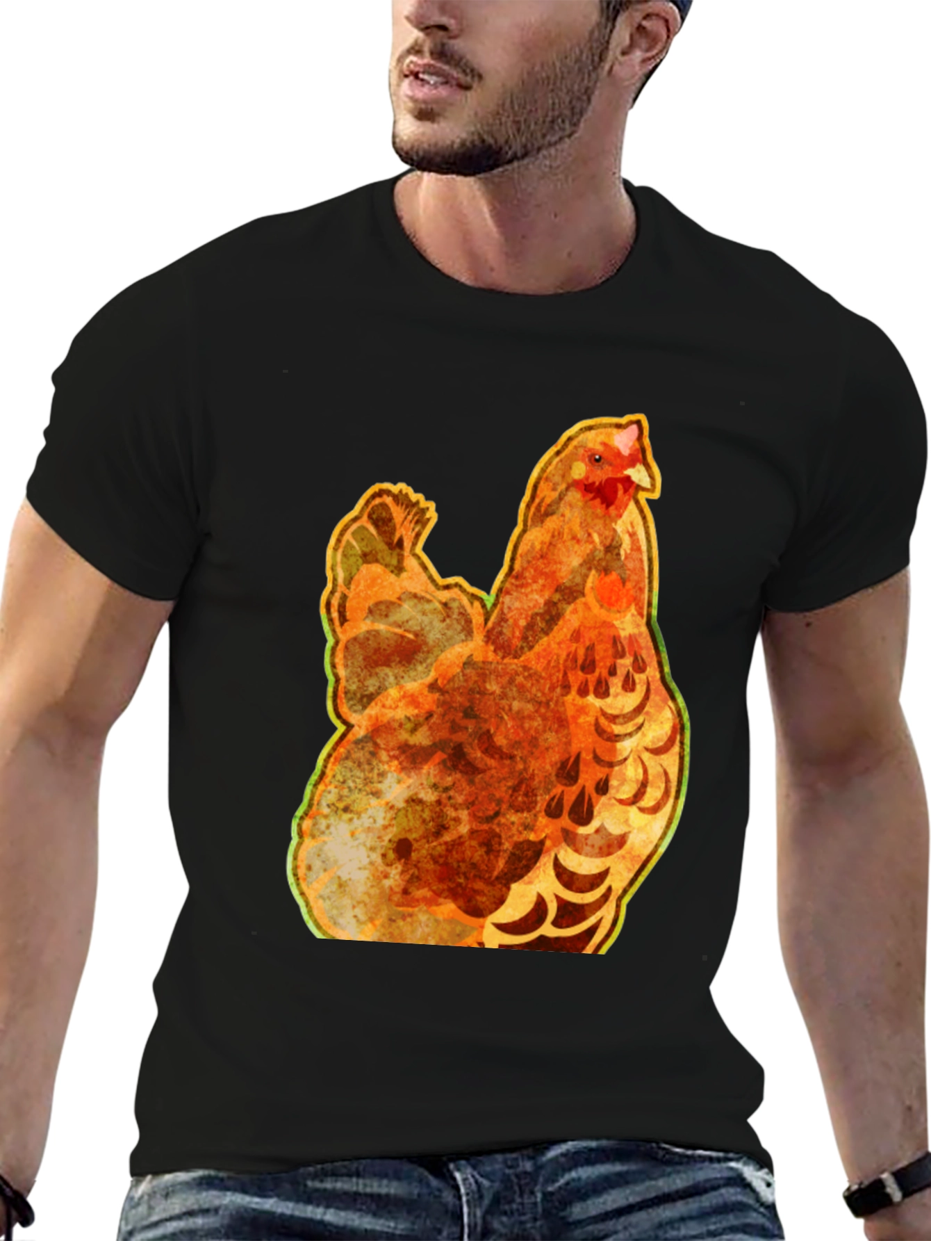 Black Chicken Graphic Tee - Quirky Animal Shirt view 6
