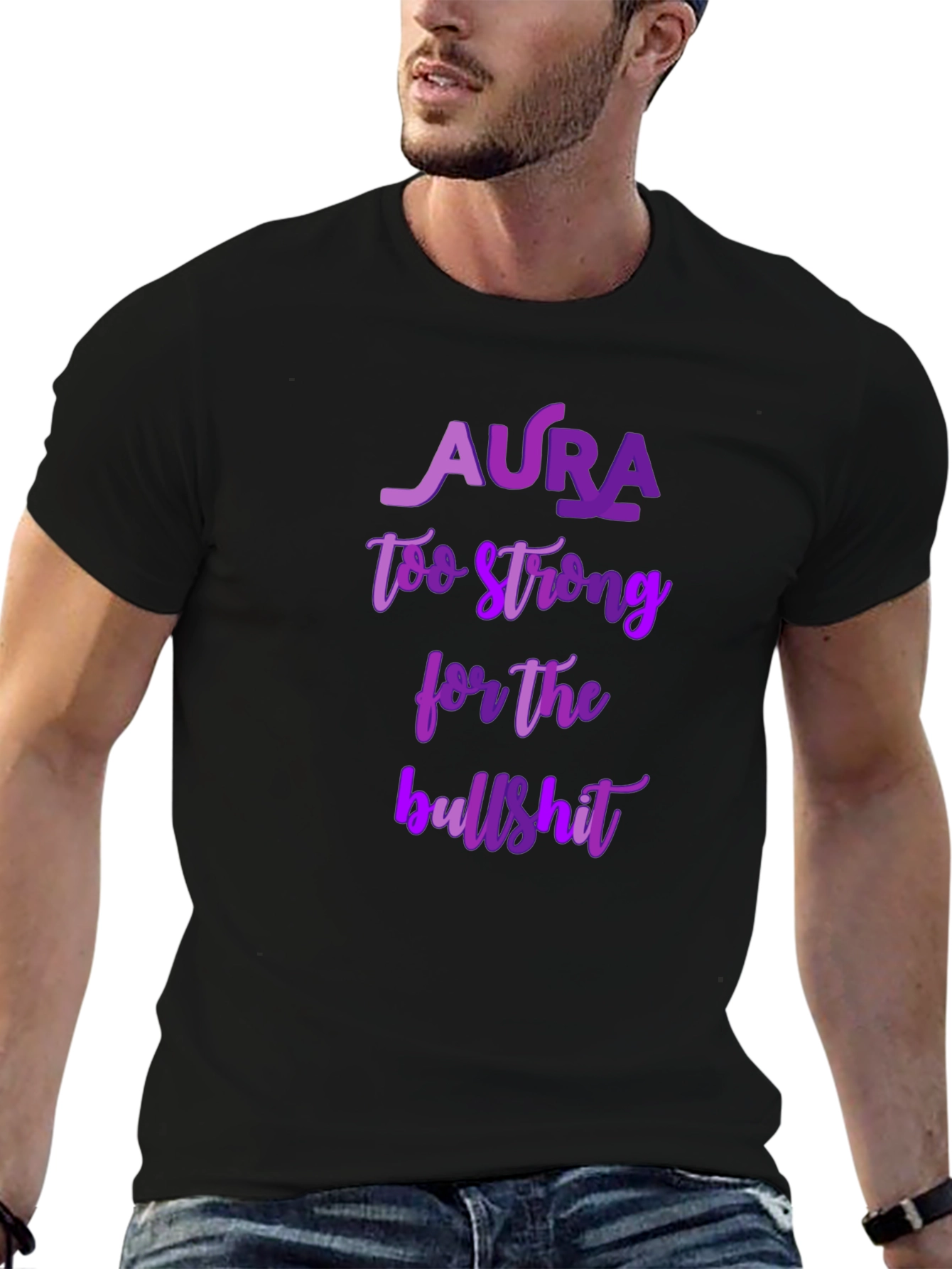 Black Aura Too Strong Graphic T-Shirt - Black view 6