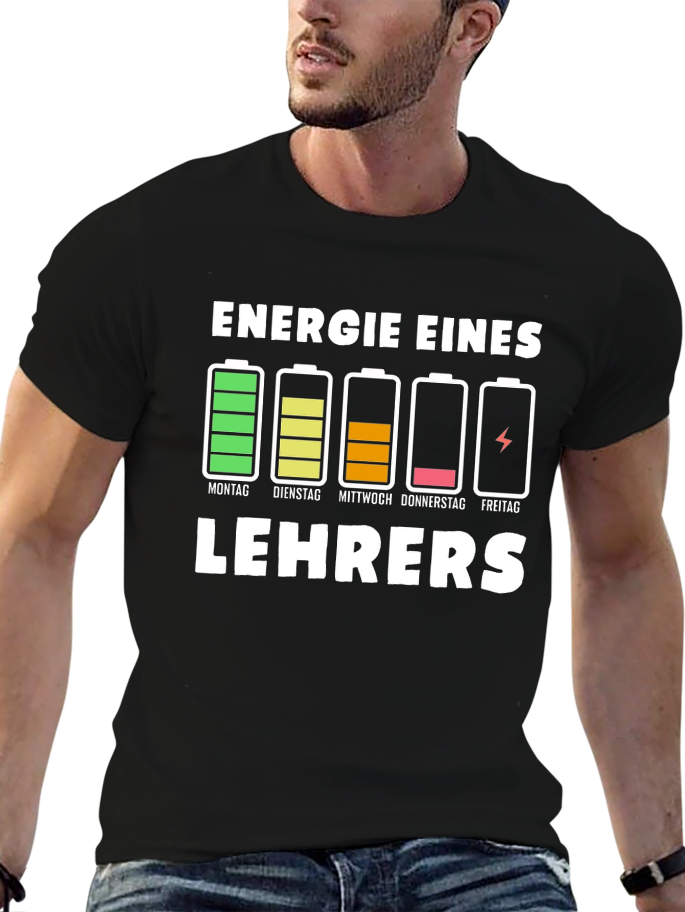 Black Teacher Energy Level T-Shirt view 6