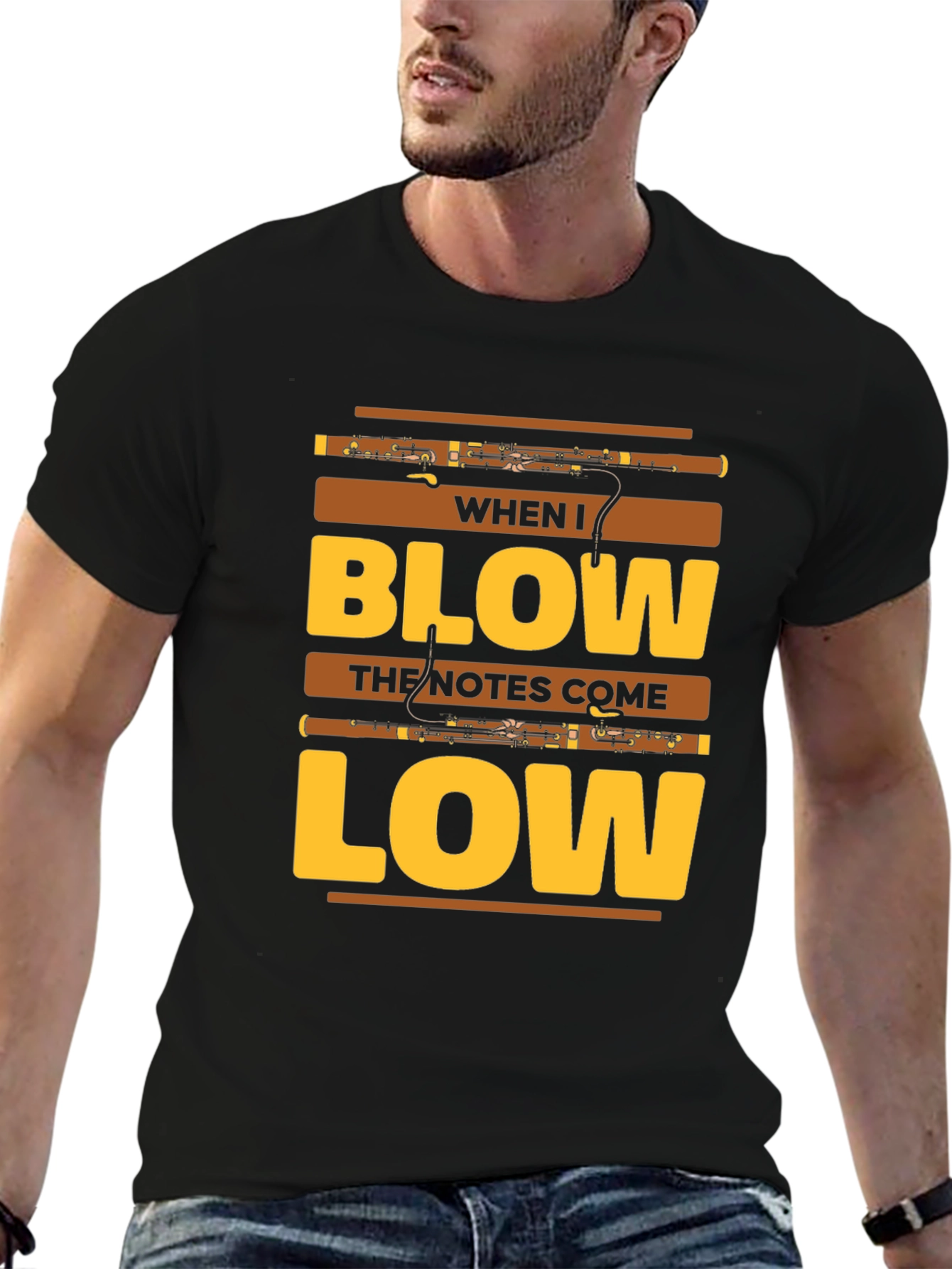 Black When I Blow Bassoon T-Shirt view 6