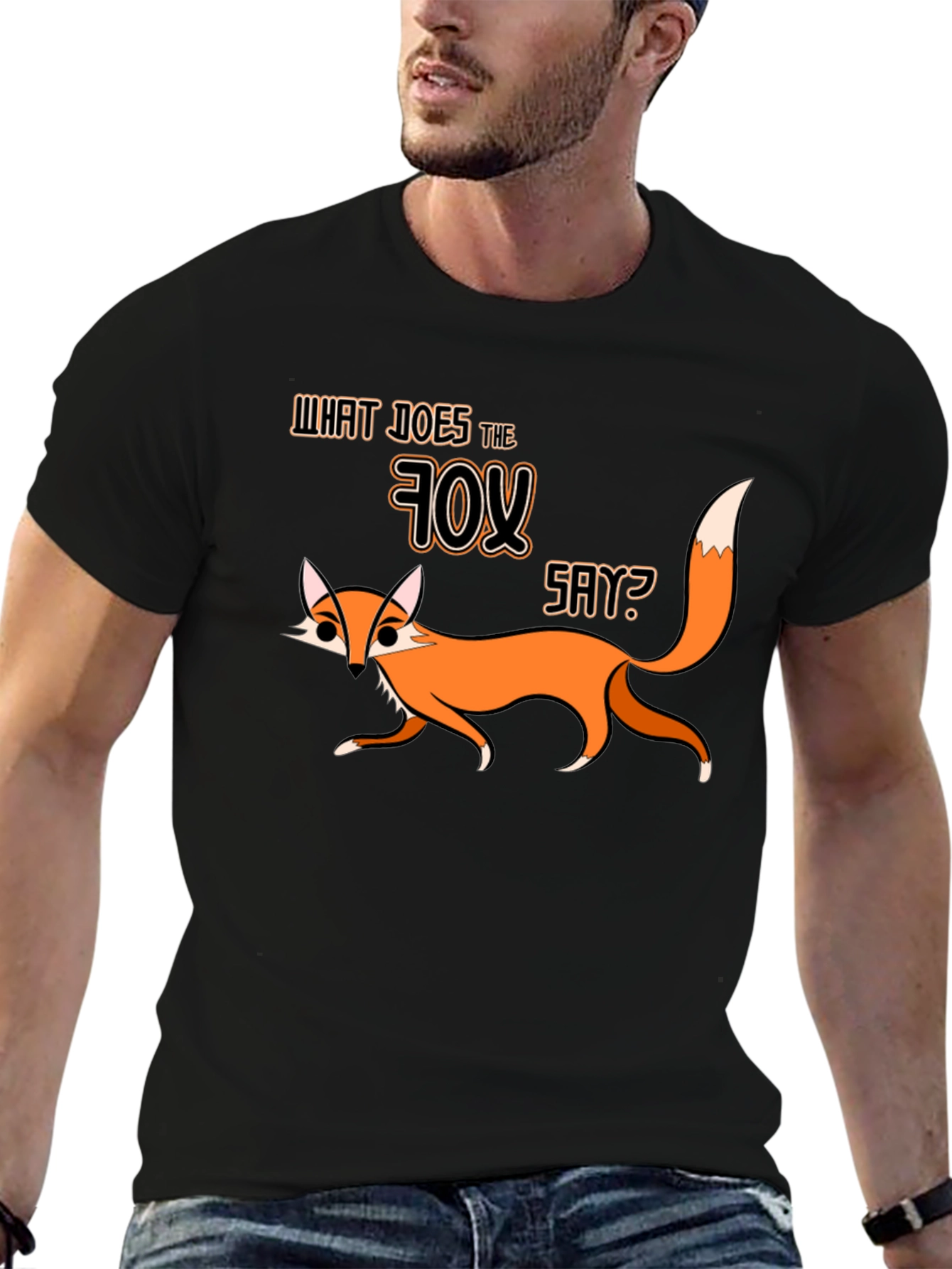 Black What Does The Fox Say Black Graphic T-Shirt view 6