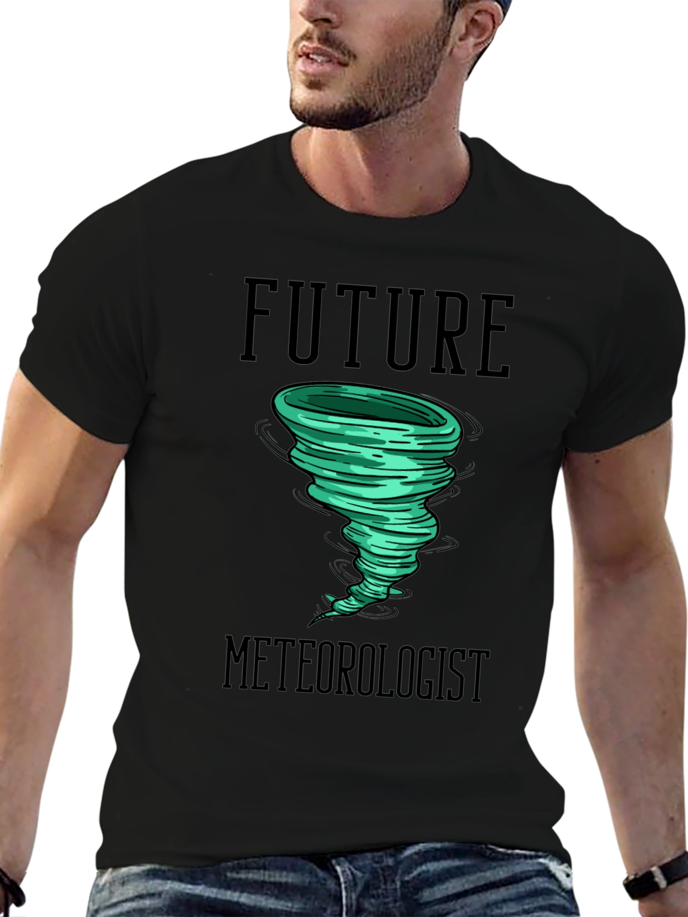 Black Future Meteorologist Tornado Graphic T-Shirt view 6
