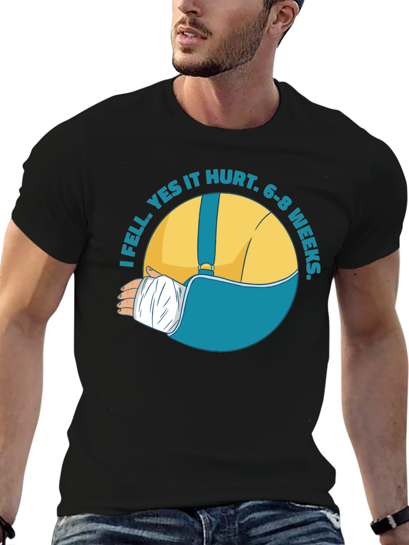 Black I Fell Yes It Hurt T-Shirt view 6
