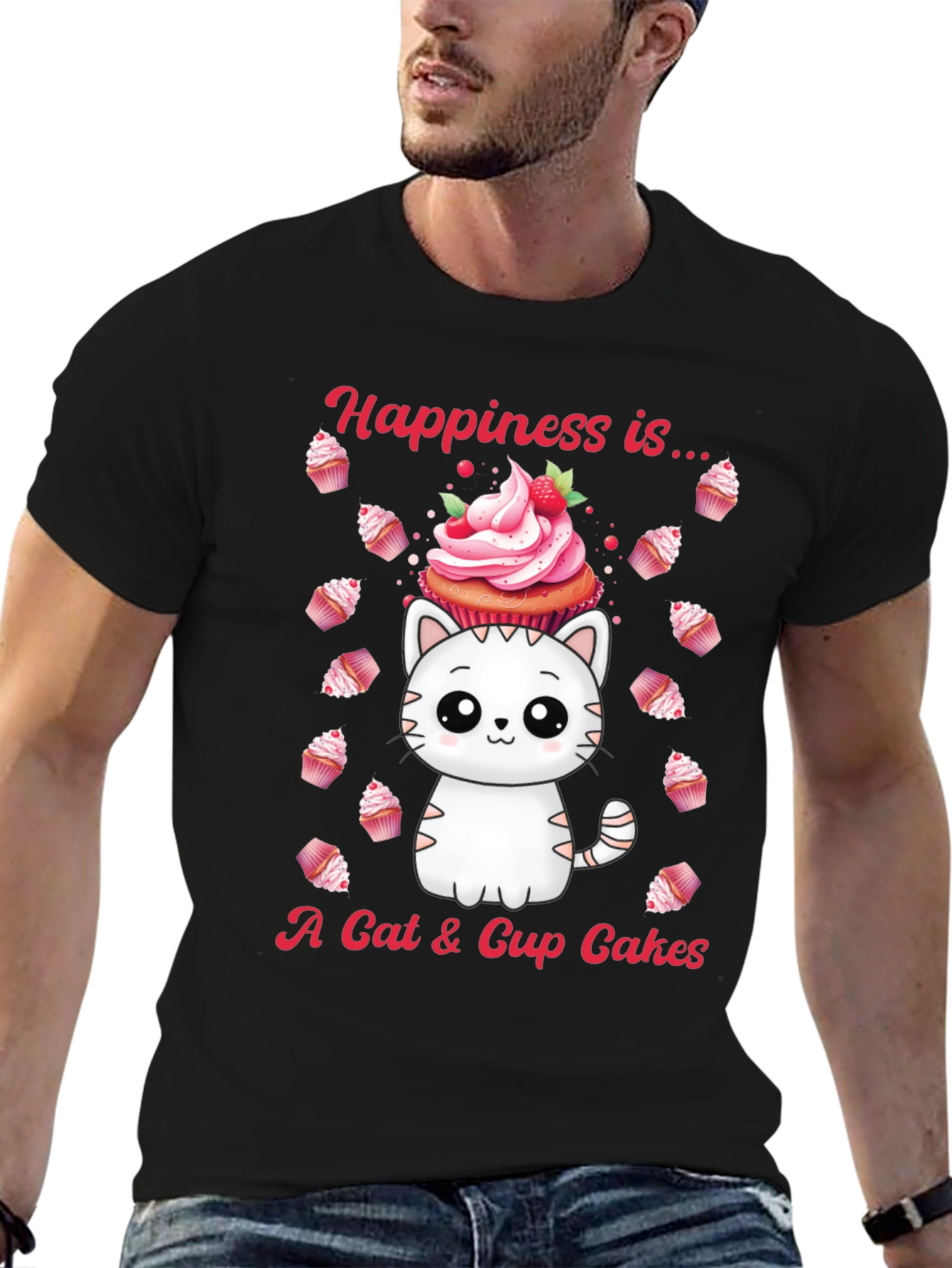Black Cat & Cupcake Graphic Tee - Happiness Is... view 6
