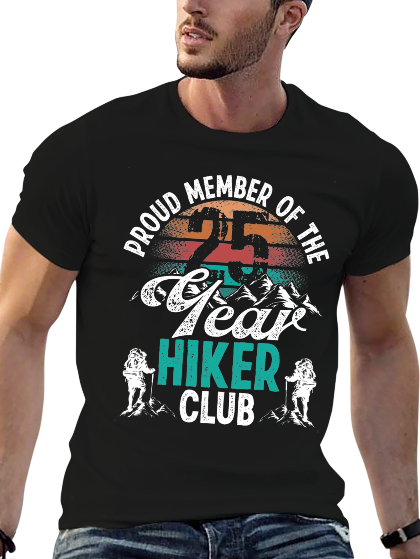 Black 25 Year Hiker Club Tee - Proud Member Hiking Apparel view 6