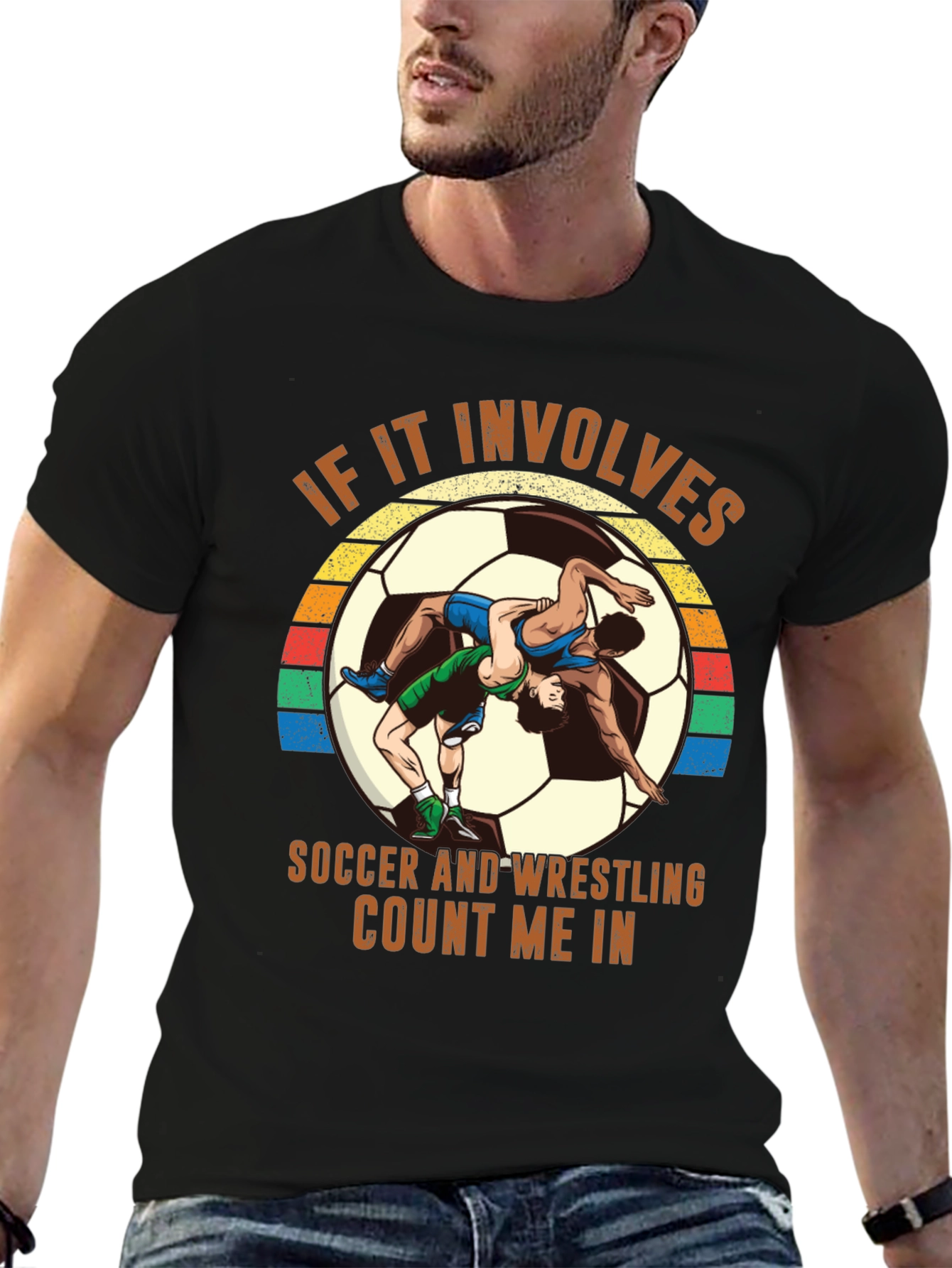 Black Soccer Wrestling T-Shirt - Count Me In! view 6