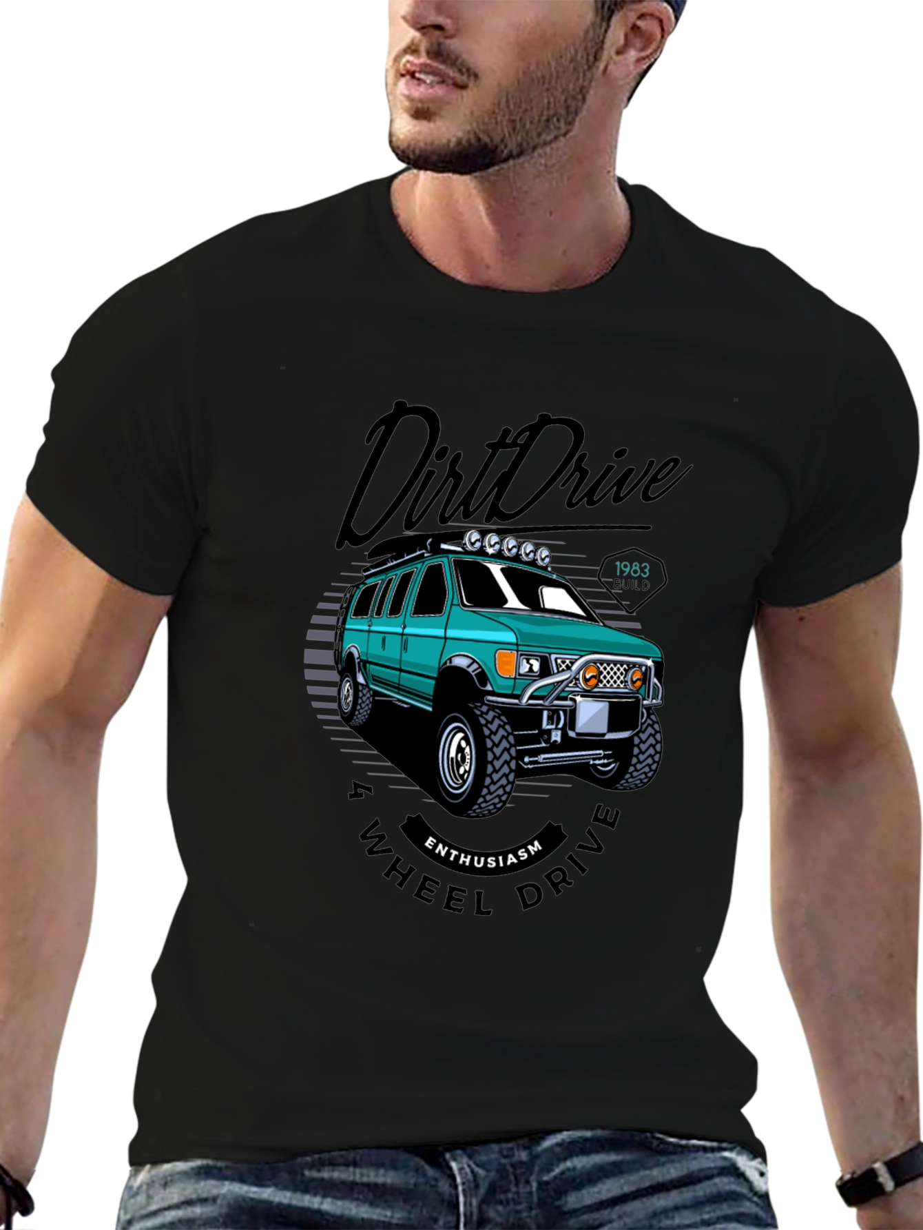 Black Dirt Drive 4-Wheel Enthusiast T-Shirt view 6