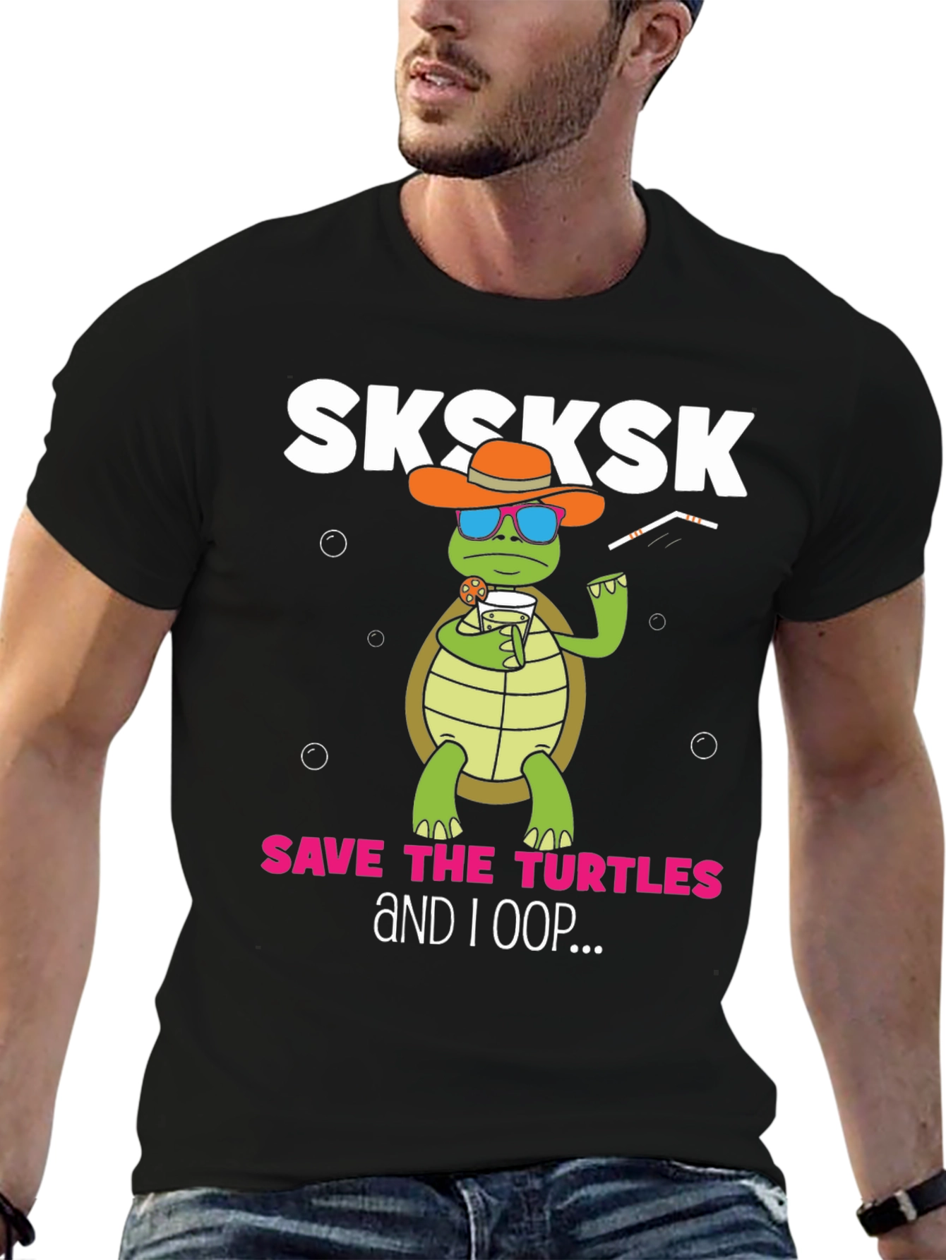 Black Sksksk Save the Turtles Graphic Tee view 6