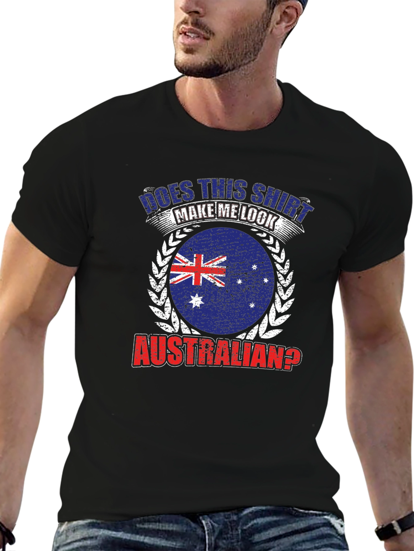 Black Australian Flag Graphic T-Shirt - Funny Novelty Tee view 6