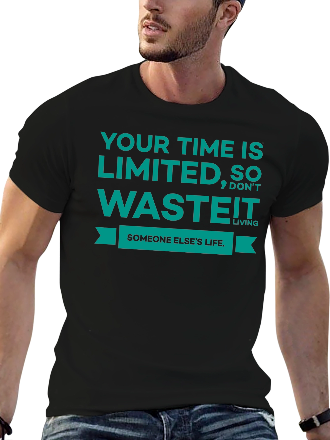 Black Time is Limited Graphic Tee - Motivational Unisex T-Shirt view 6
