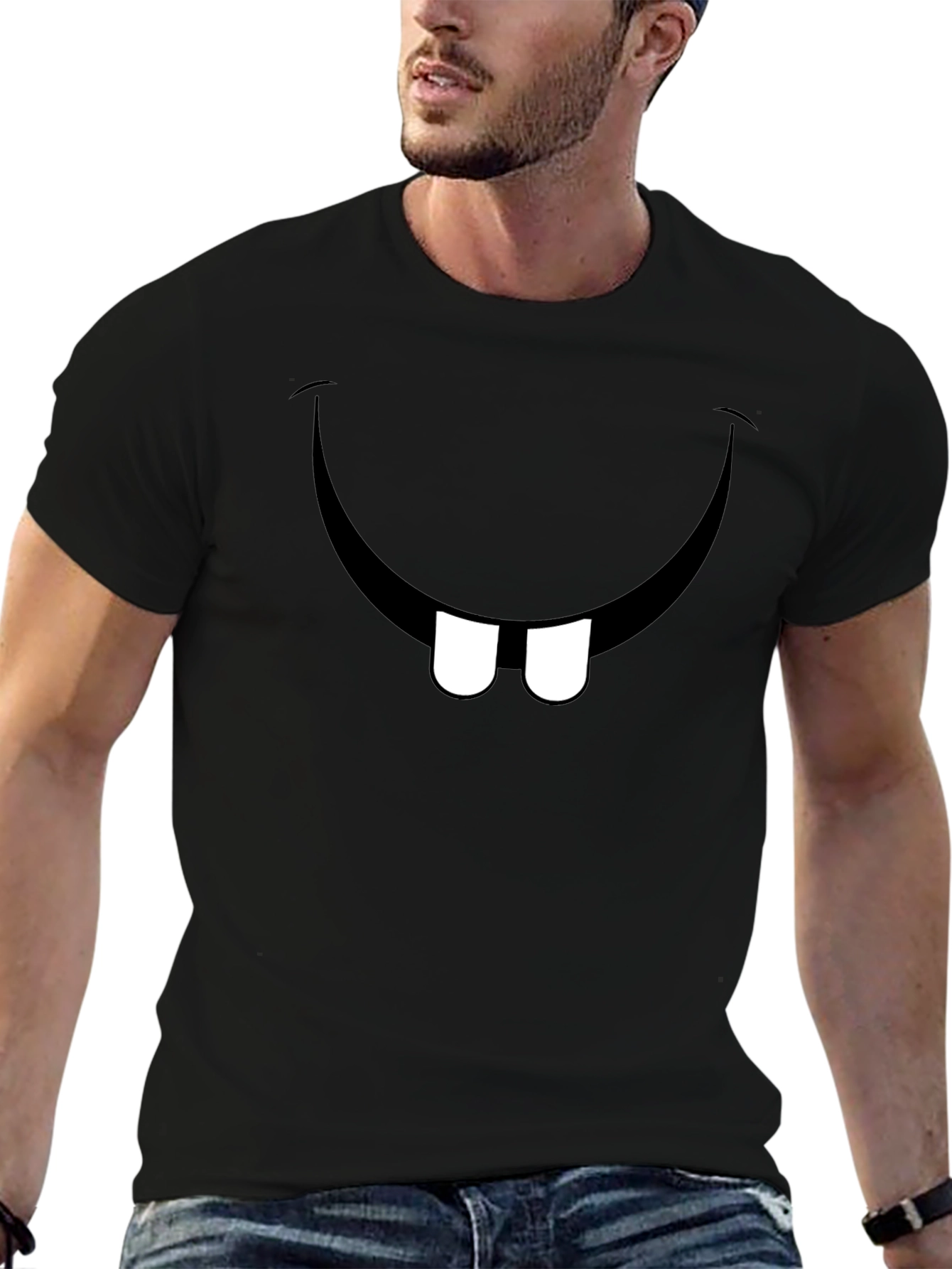 Black Funny Toothy Smile Black T-Shirt view 6