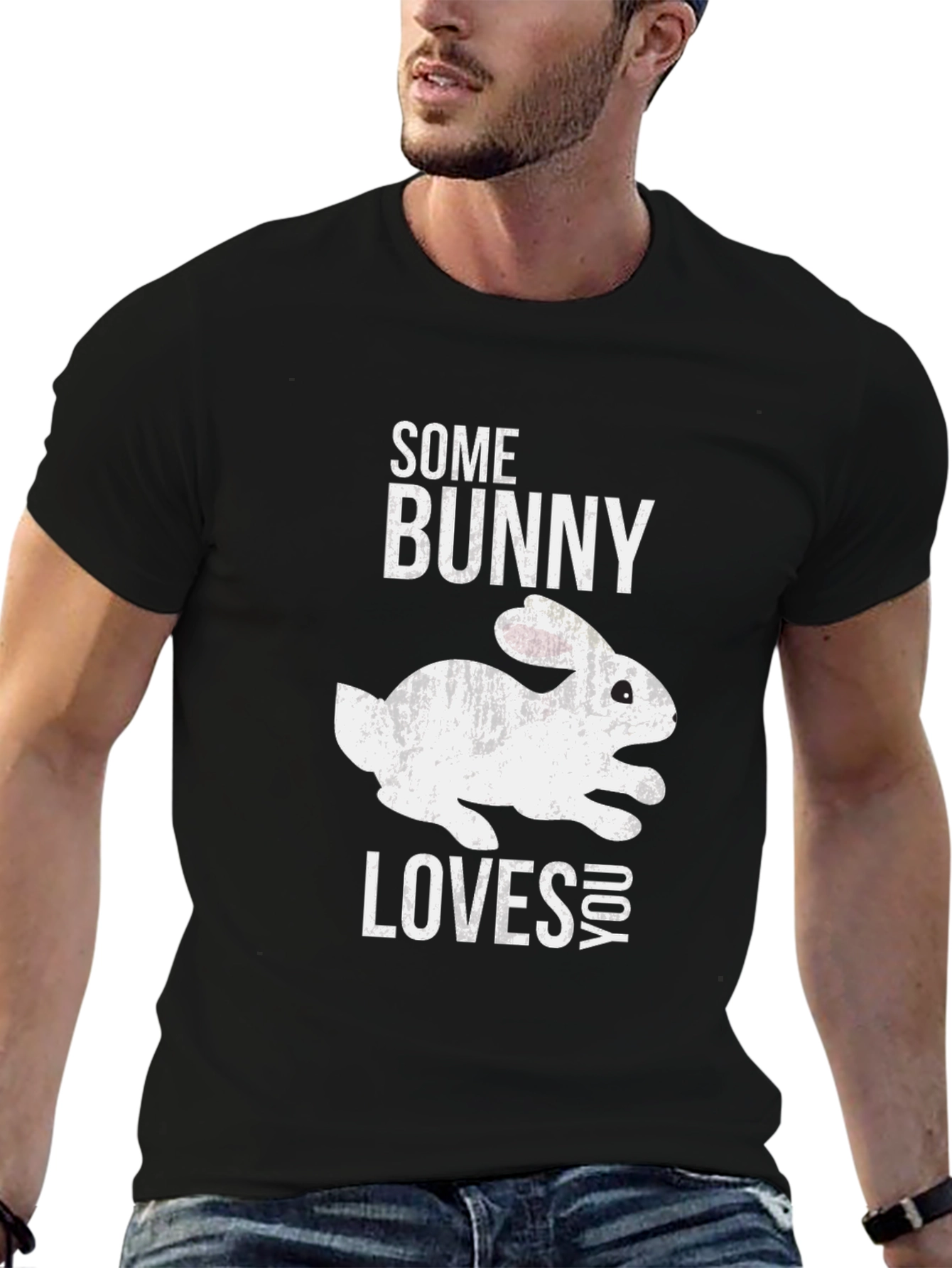Black Some Bunny Loves You T-Shirt view 6